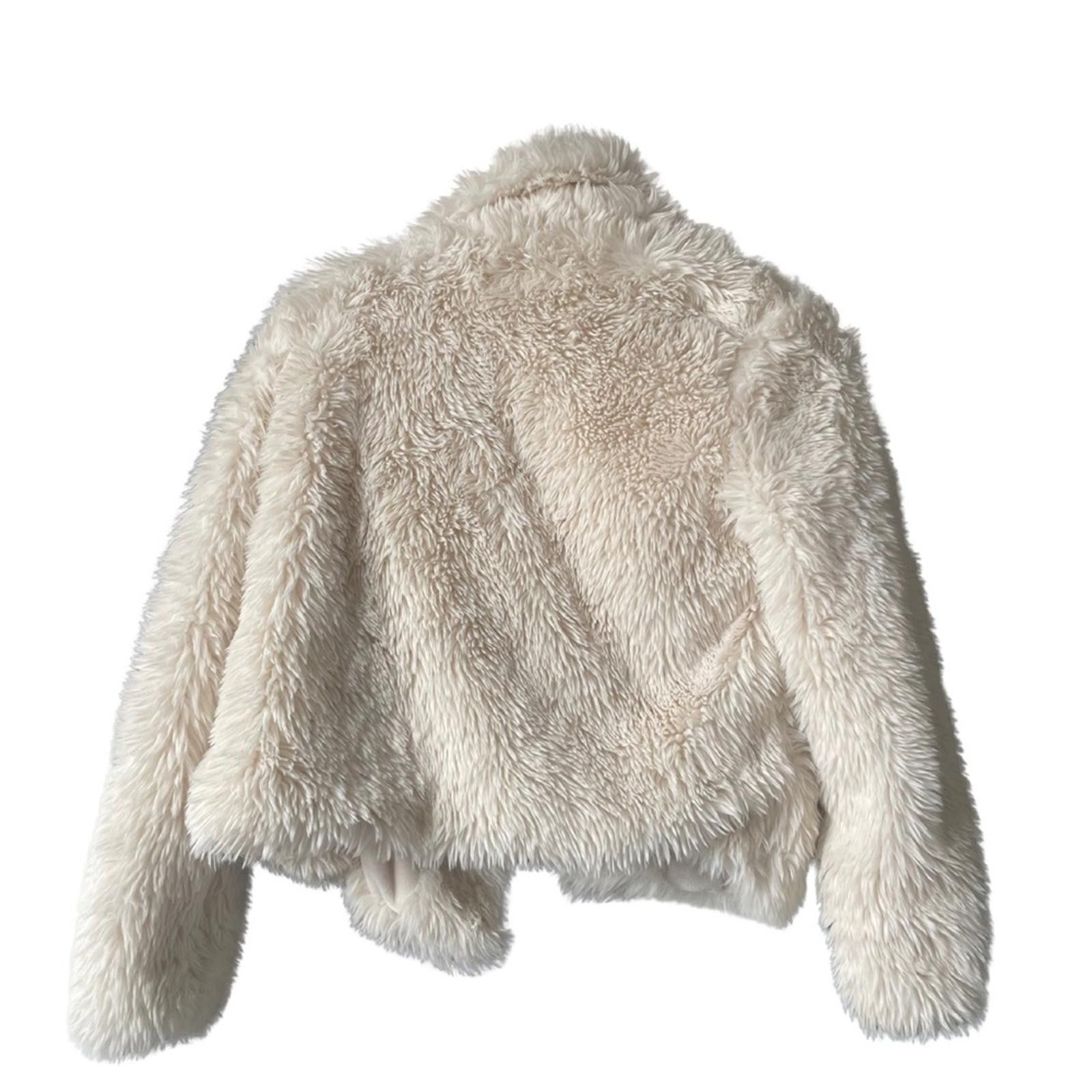 Jason Wu Jason Wu Cream Faux Fur Cropped Jacket Size S / US 4 / IT 40 - 4 Thumbnail