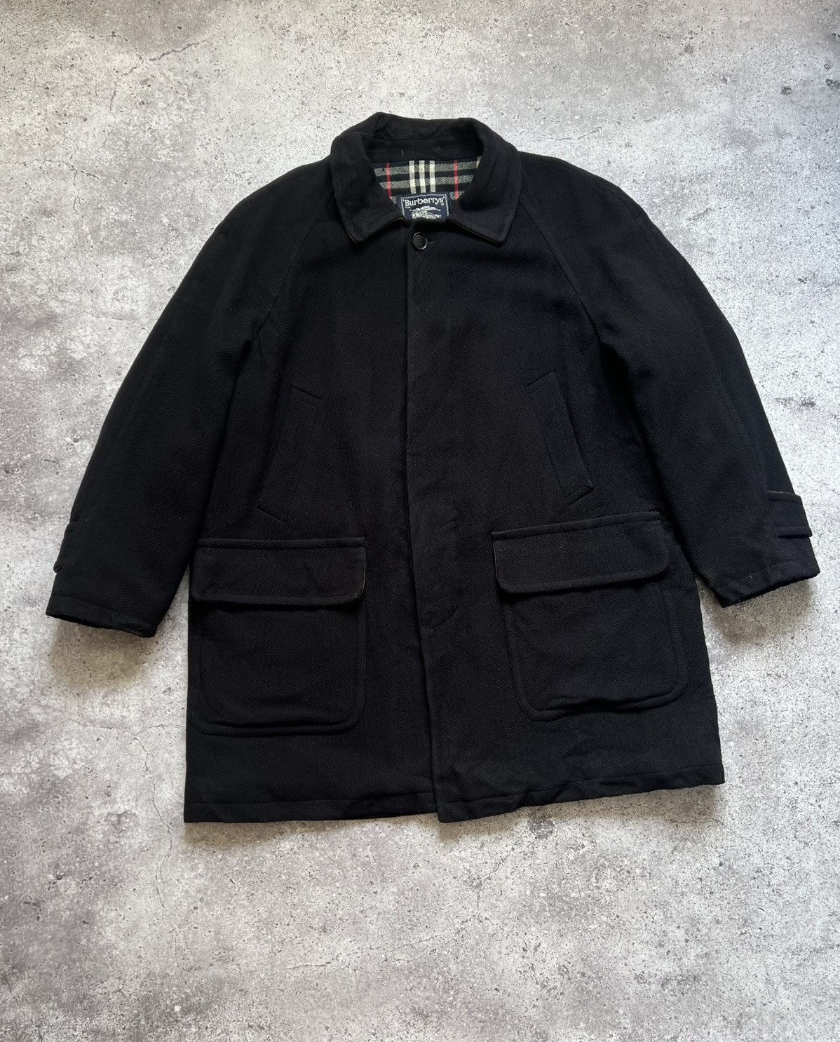 Burberry Vintage Burberry Wool Coat Jacket Navy Blue Men's Size US L / EU 52-54 / 3 - 1 Thumbnail