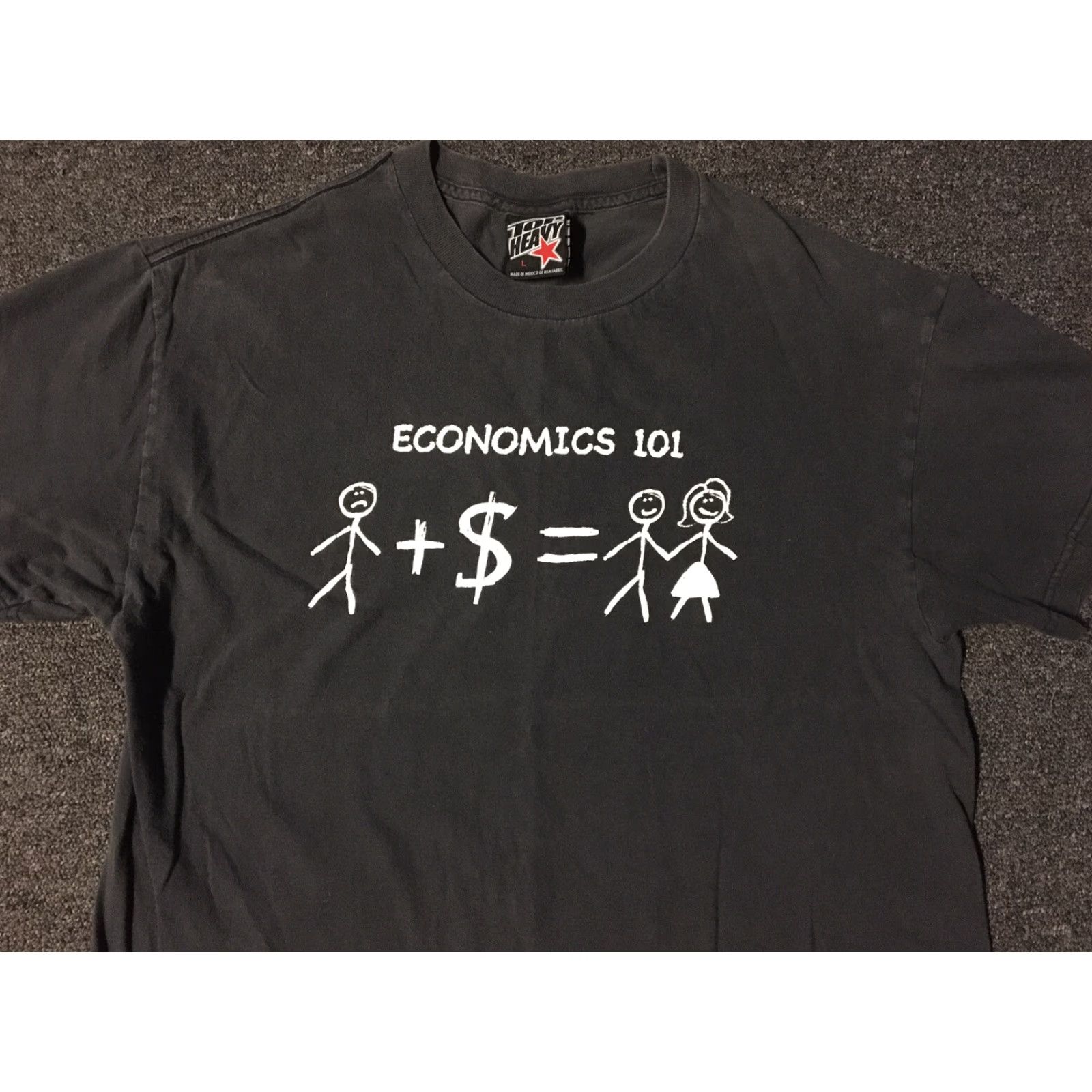 Vintage VINTAGE Economics 101 Wife Faded Shirt L Funny Gold Digger Humor Grunge Marriage 90s Size US L / EU 52-54 / 3 - 4 Thumbnail