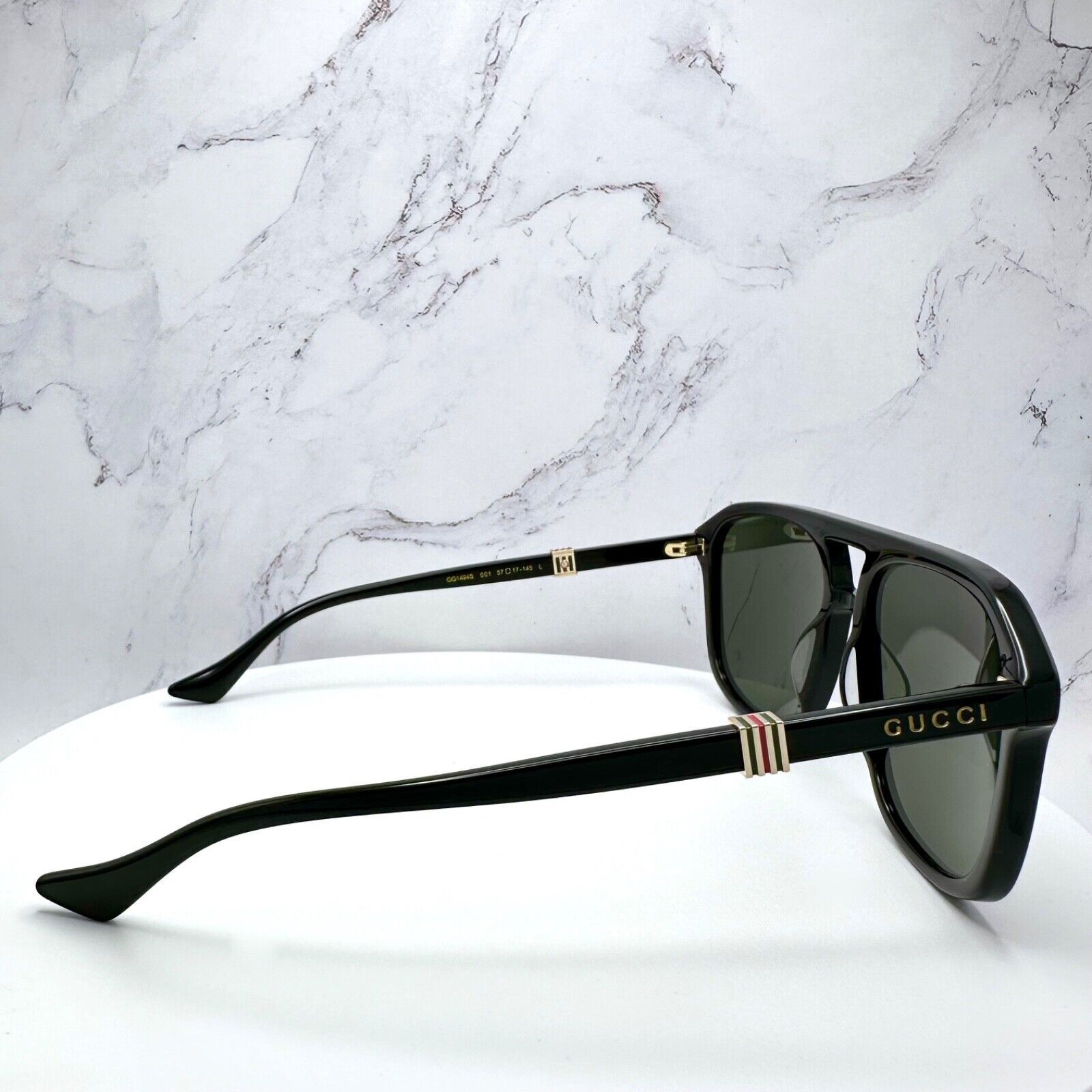 Gucci New Gucci Sunglasses Black Aviator Red Green Gold Logo Size ONE SIZE - 5 Thumbnail