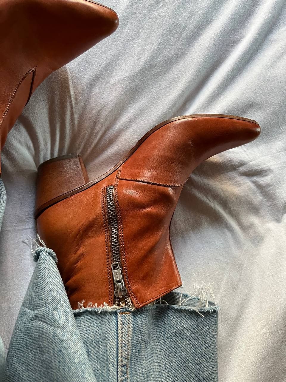 MoMA Moma cognak color leather women's ankle boots made in Italy Size US 9.5 / IT 39.5 - 3 Thumbnail