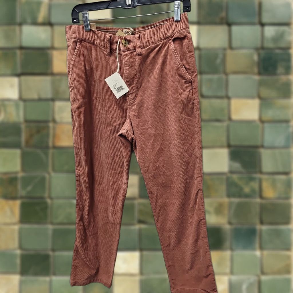 Faherty Faherty Pants Women's Regular 28 Pink Ankle Straight Inseam 31.5 Solid Cord Brownie (31x31.5) Size 28" / US 6 / IT 42 - 1 Thumbnail