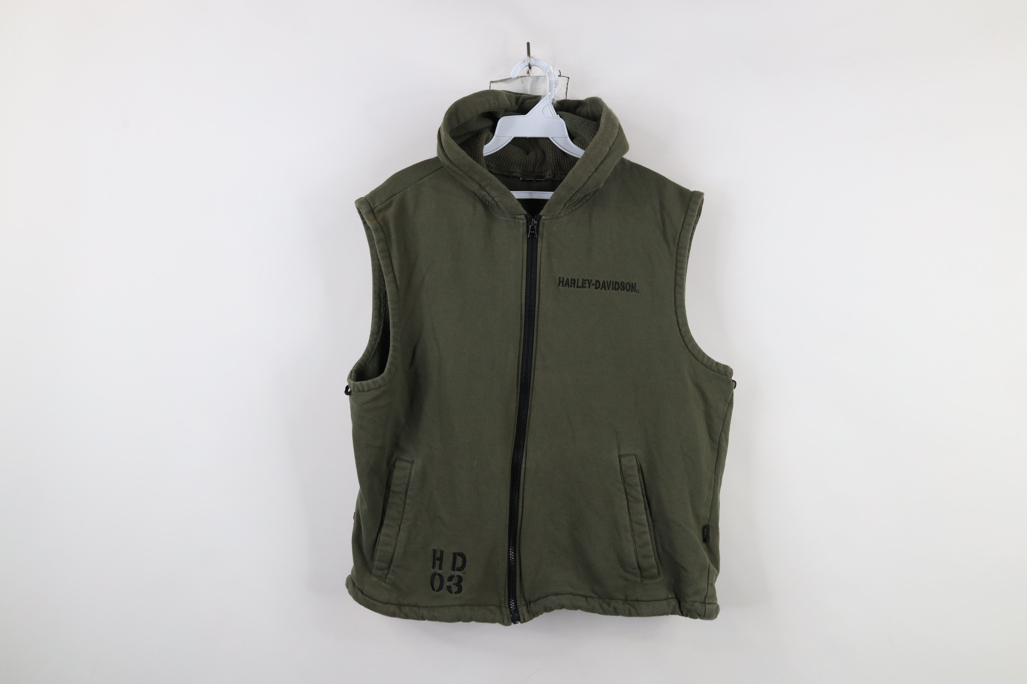 Harley Davidson × Vintage Vintage Y2K Harley Davidson Spell Sleeveless Hoodie Green Size US M / EU 48-50 / 2 - 1 Thumbnail
