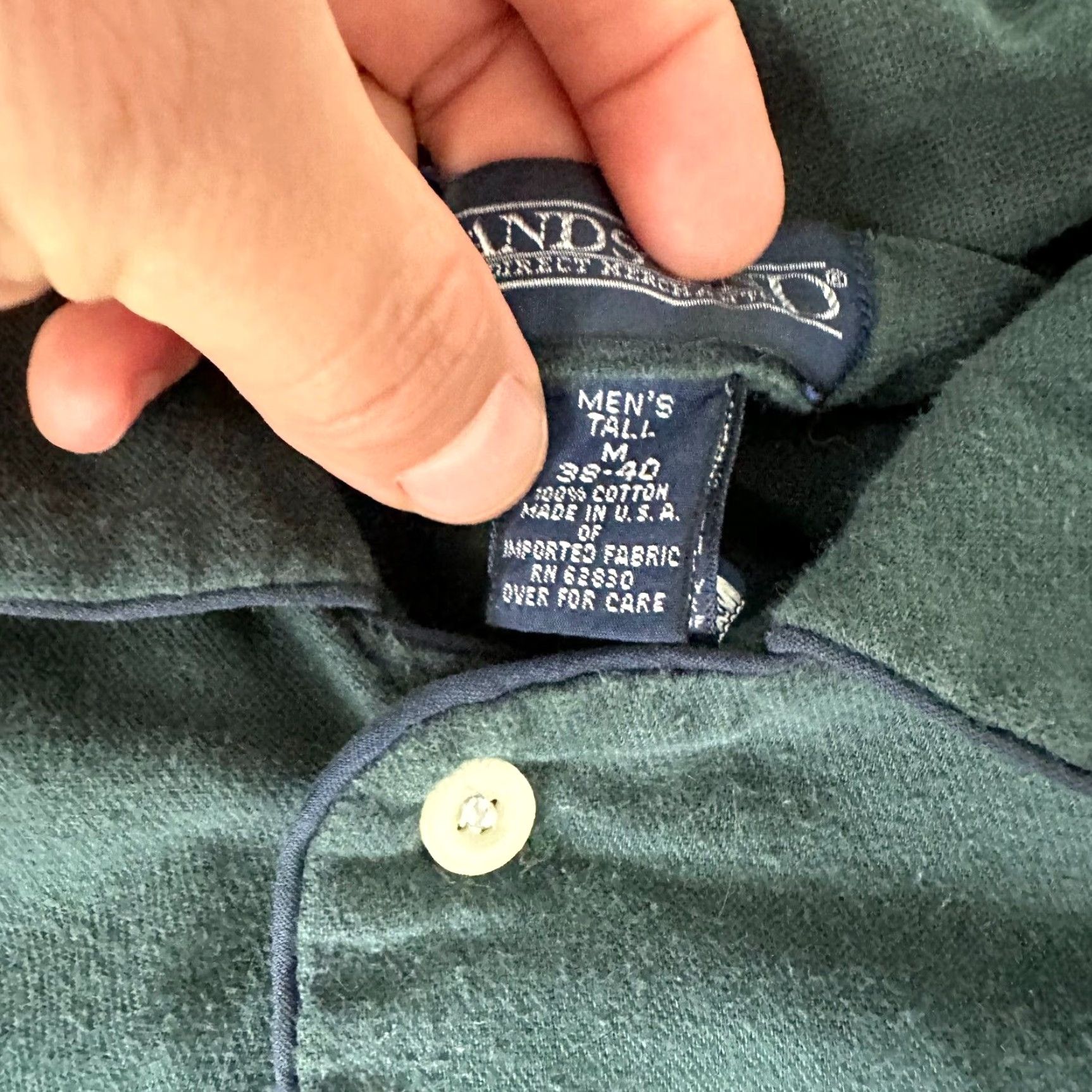 Lands' End VINTAGE Lands' End Shirt Mens Adult Large Green Cotton Flannel Button-Up 90s Mar Pockets Size US L / EU 52-54 / 3 - 7 Thumbnail