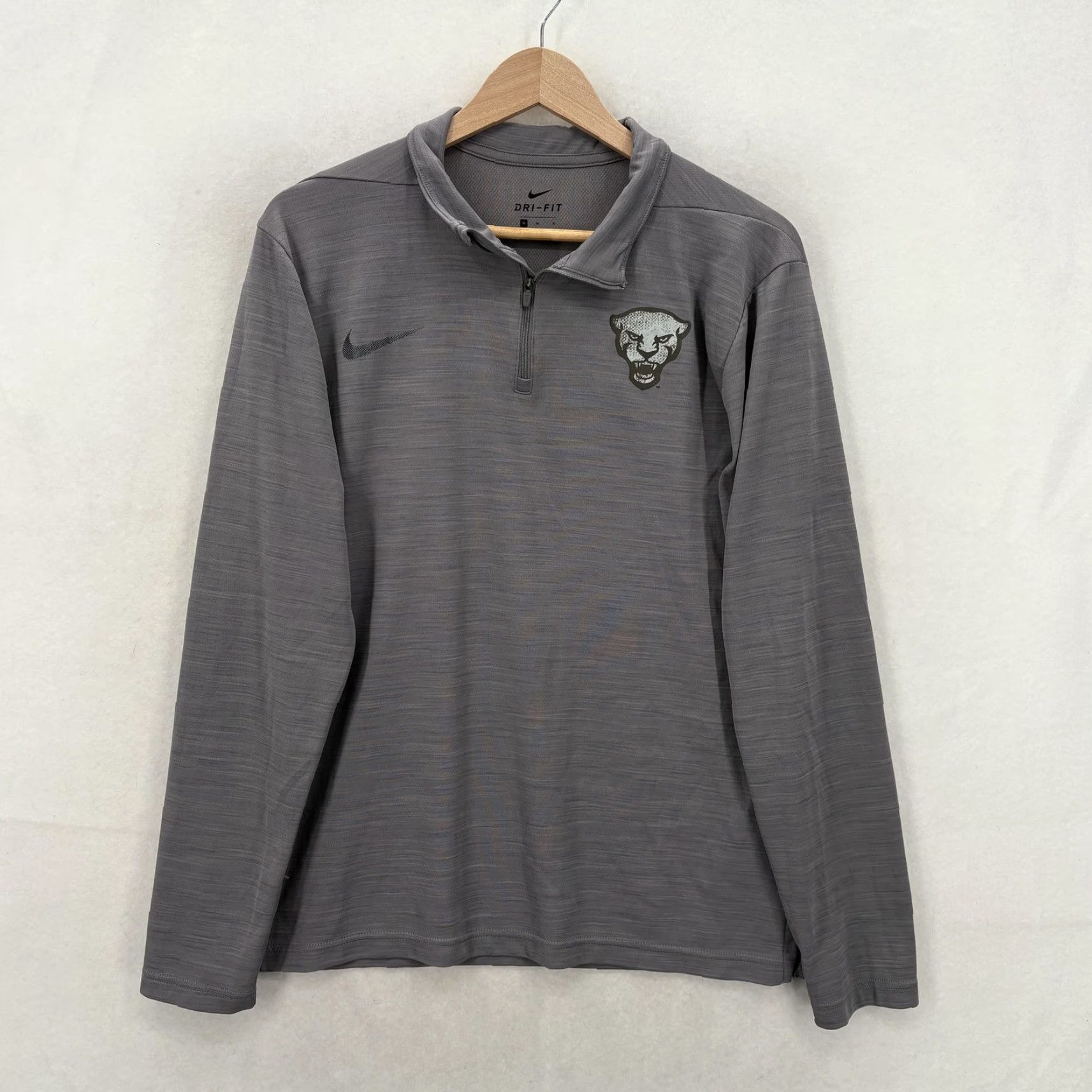 Nike Pitt Panthers Shirt Nike Dri-Fit Mens Medium Gray 1/4 Zip Mock Neck Pullover NCAA Football Size US M / EU 48-50 / 2 - 2 Thumbnail
