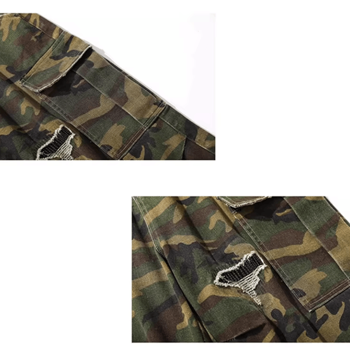 Japanese Brand Distressed Camo 3/4 Utility Shorts Size US 32 / EU 48 - 2 Thumbnail