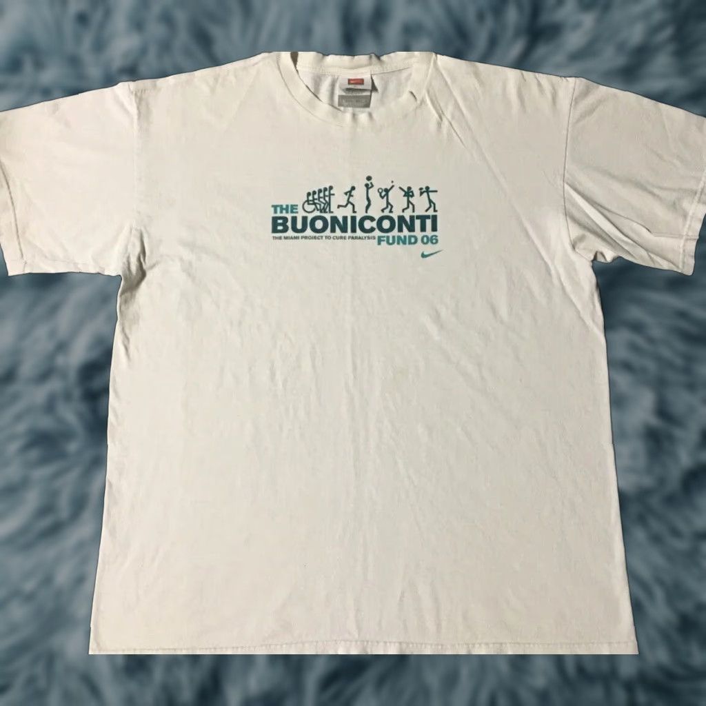 Nike VINTAGE Nike Miami Buoniconti Fund Faded Distress Shirt XL White Swoosh 90s Grunge Track & Field Mens Shirt Size US XL / EU 56 / 4 - 1 Thumbnail