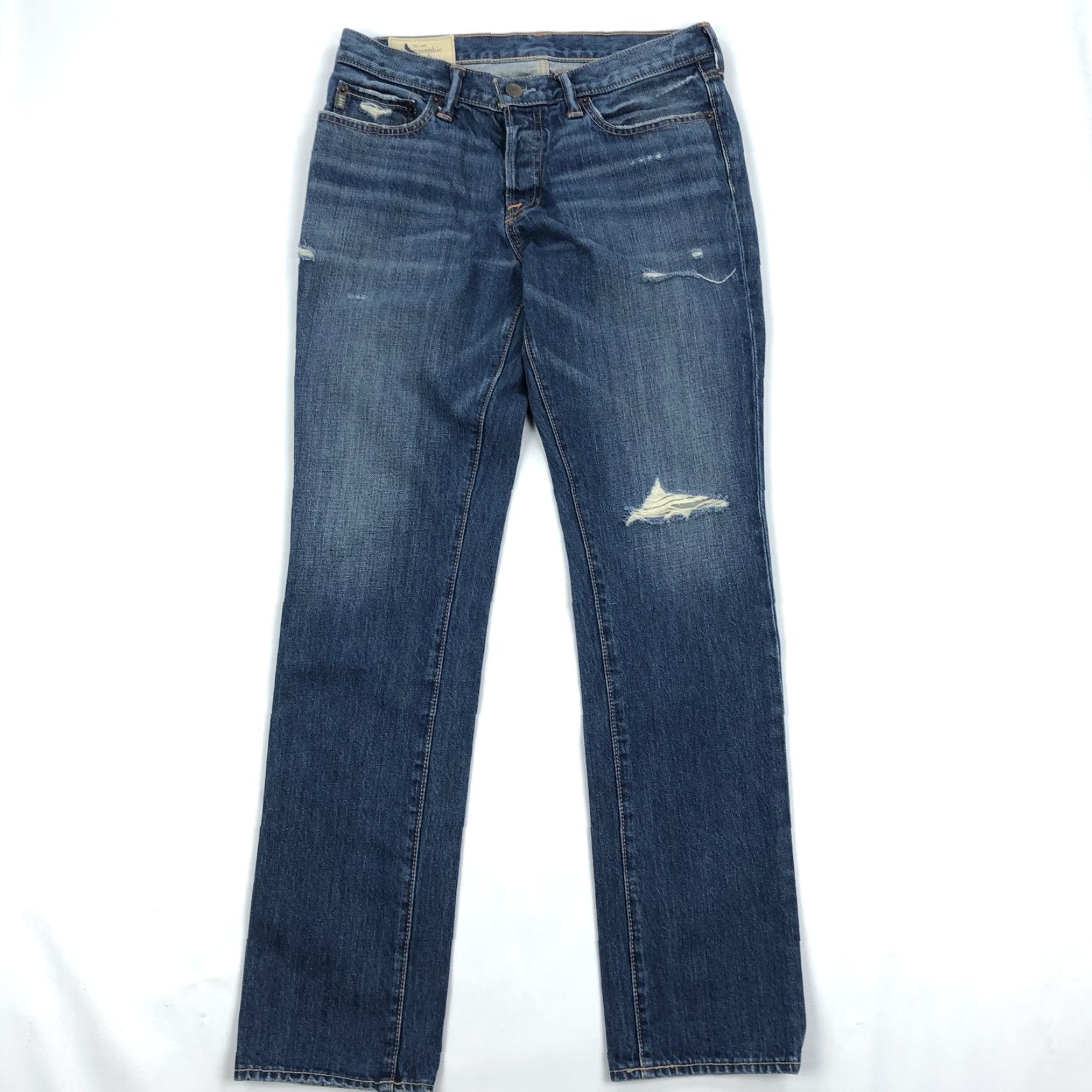 Abercrombie & Fitch Abercrombie & Fitch The AF Skinny Jeans Distressed Button Fly W31 L32 Women's Denim Blue 5-Pocket Pocket Rise Mid Regular Size 24" / US 00 / IT 34 - 2 Thumbnail