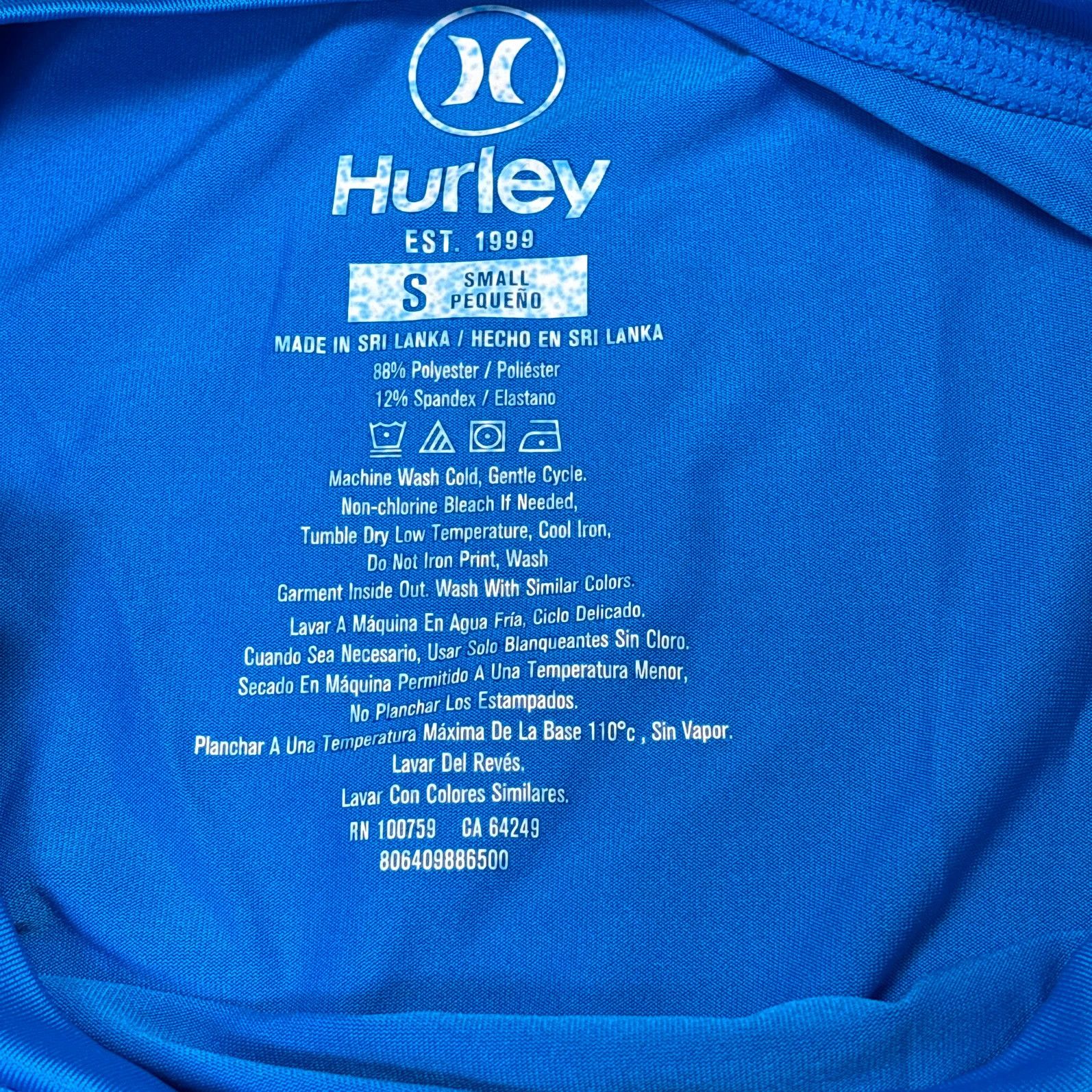 Hurley Hurley Men's Blue Heroic Long Sleeve Rash Guard Shirt Small Size US S / EU 44-46 / 1 - 14 Thumbnail