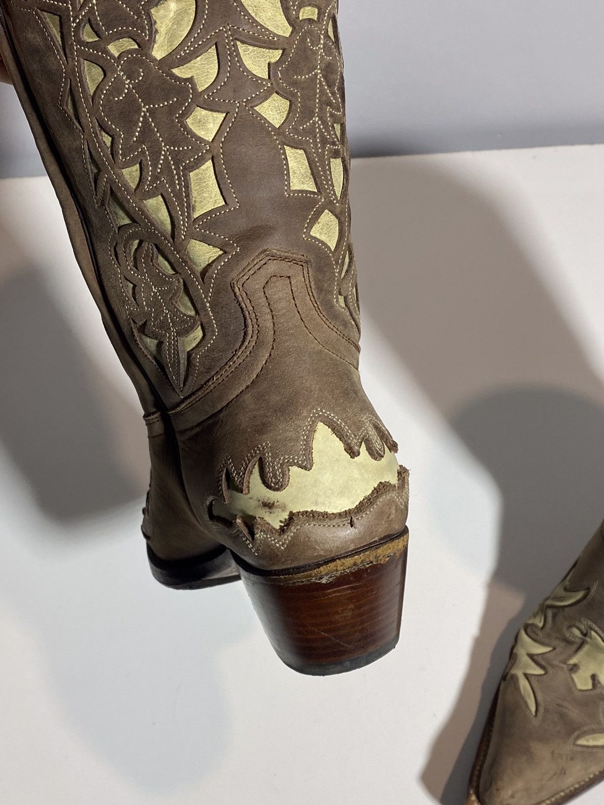 Genuine Leather × Vintage Vintage 00s Leather Cowboy Boots y2k Sancho Western Rodeo Size US 7 / IT 37 - 22 Thumbnail