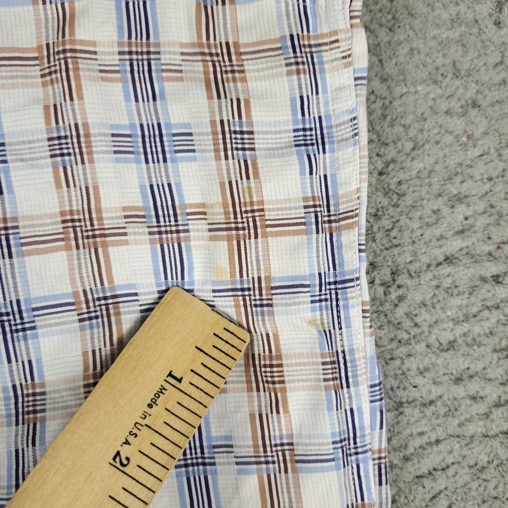 BUGATCHI Bugatchi Shirt Mens Large Blue Plaid Shaped Fit Button Up Short Sleeve Size US L / EU 52-54 / 3 - 4 Thumbnail