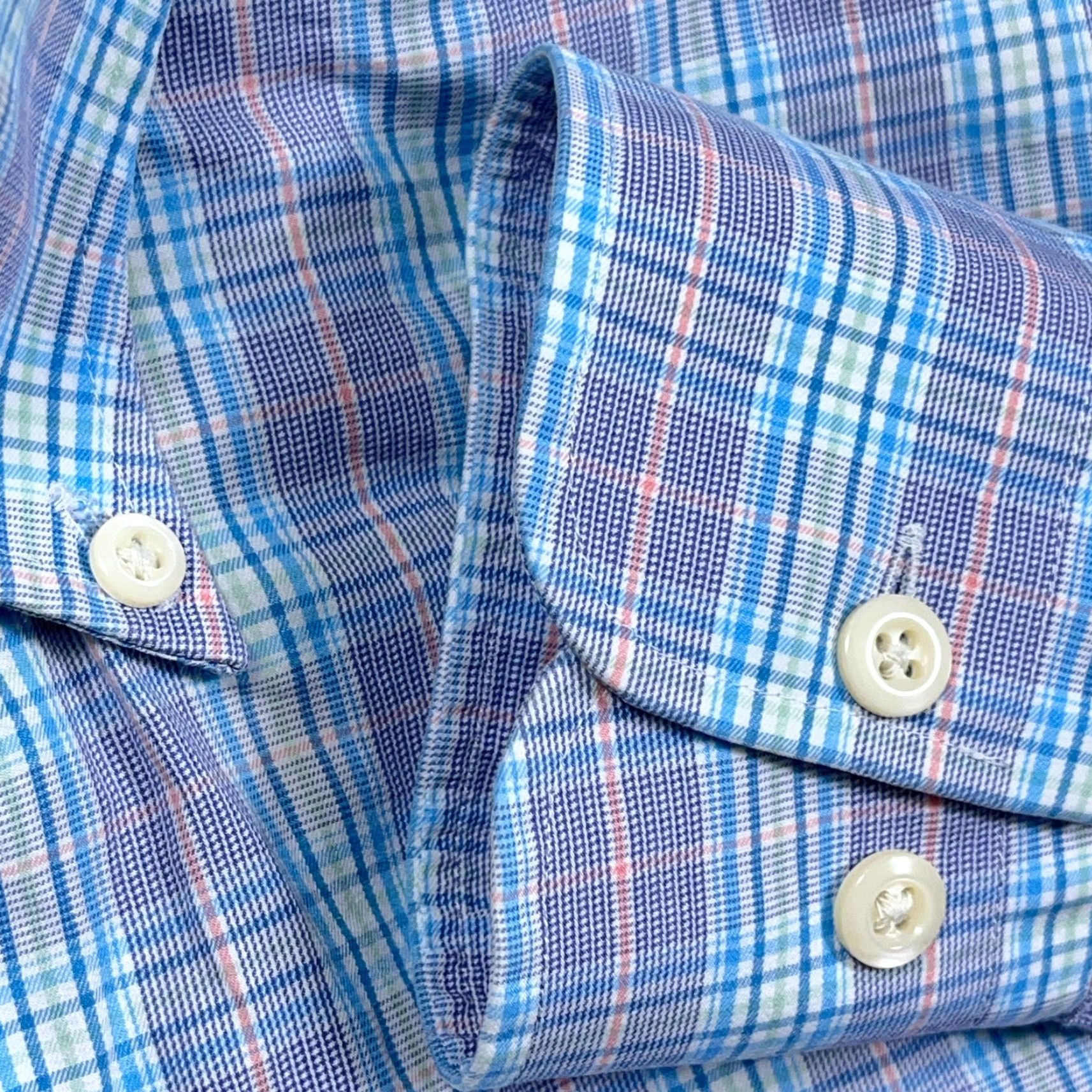 Peter Millar Peter Millar Shirt Men Medium Purple Blue Plaid Button Up Dress Poplin Cotton Shirt Men Size 40R - 5 Thumbnail