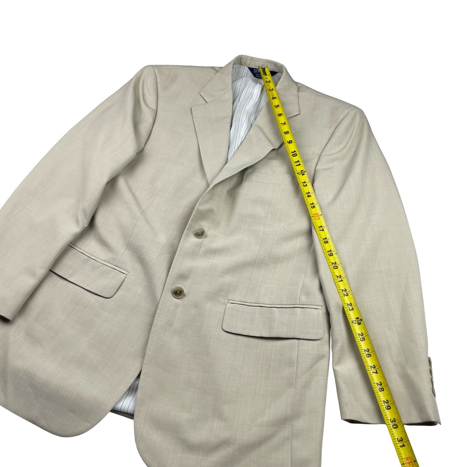 Stafford Stafford Men's Performance 2-Button Suit Light Khaki/Tan • 4 Size 40R - 10 Thumbnail
