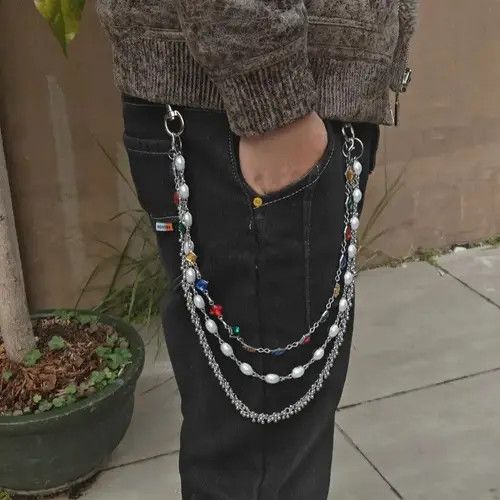 VIBE Delicate Color Rhinestone 3 Layers Pearl Pants Chain Size ONE SIZE - 2 Thumbnail