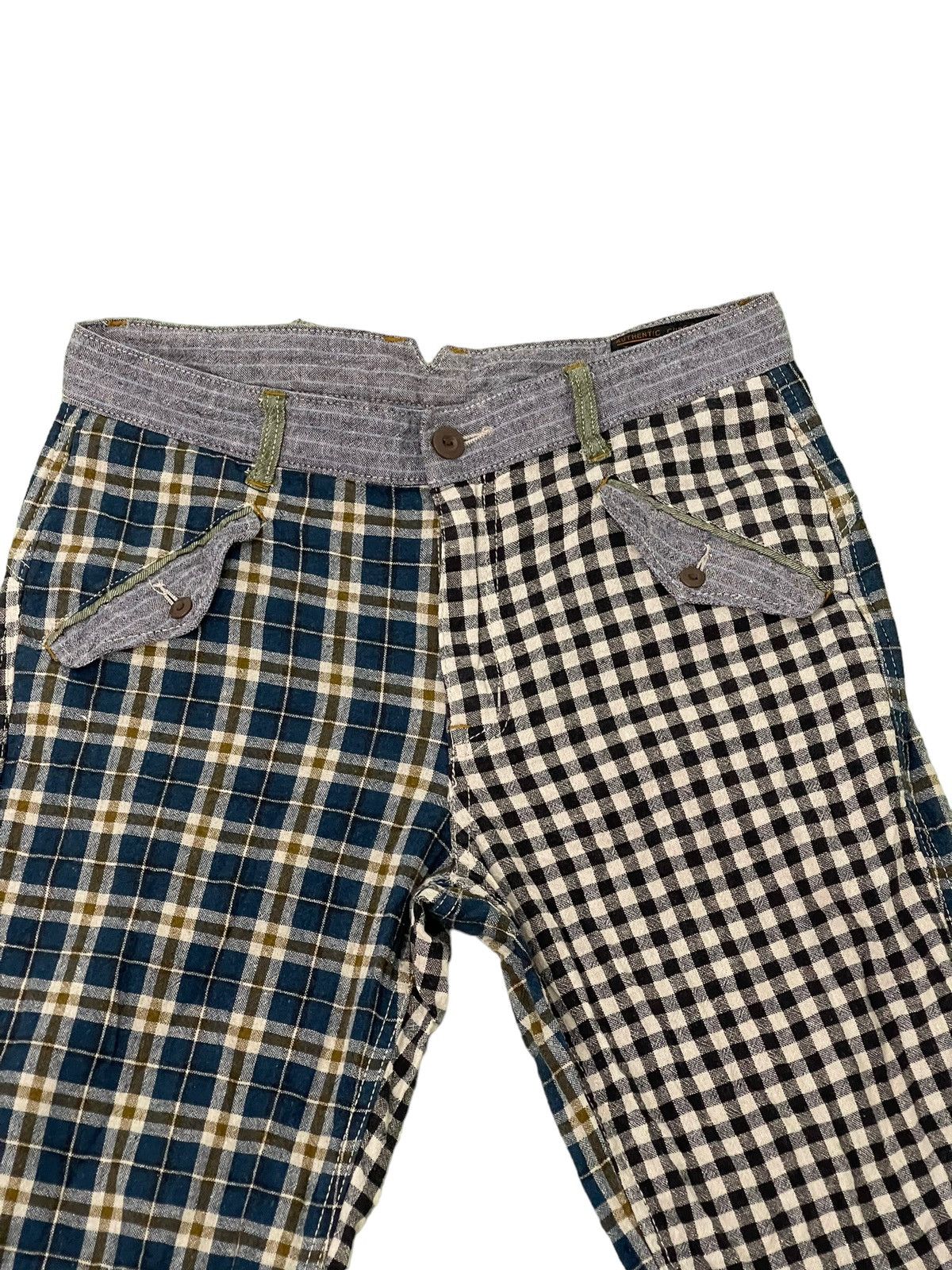 Japanese Brand Linen Check Pant Cube Sugar Straight 7🟦0 Size US 31 - 12 Thumbnail