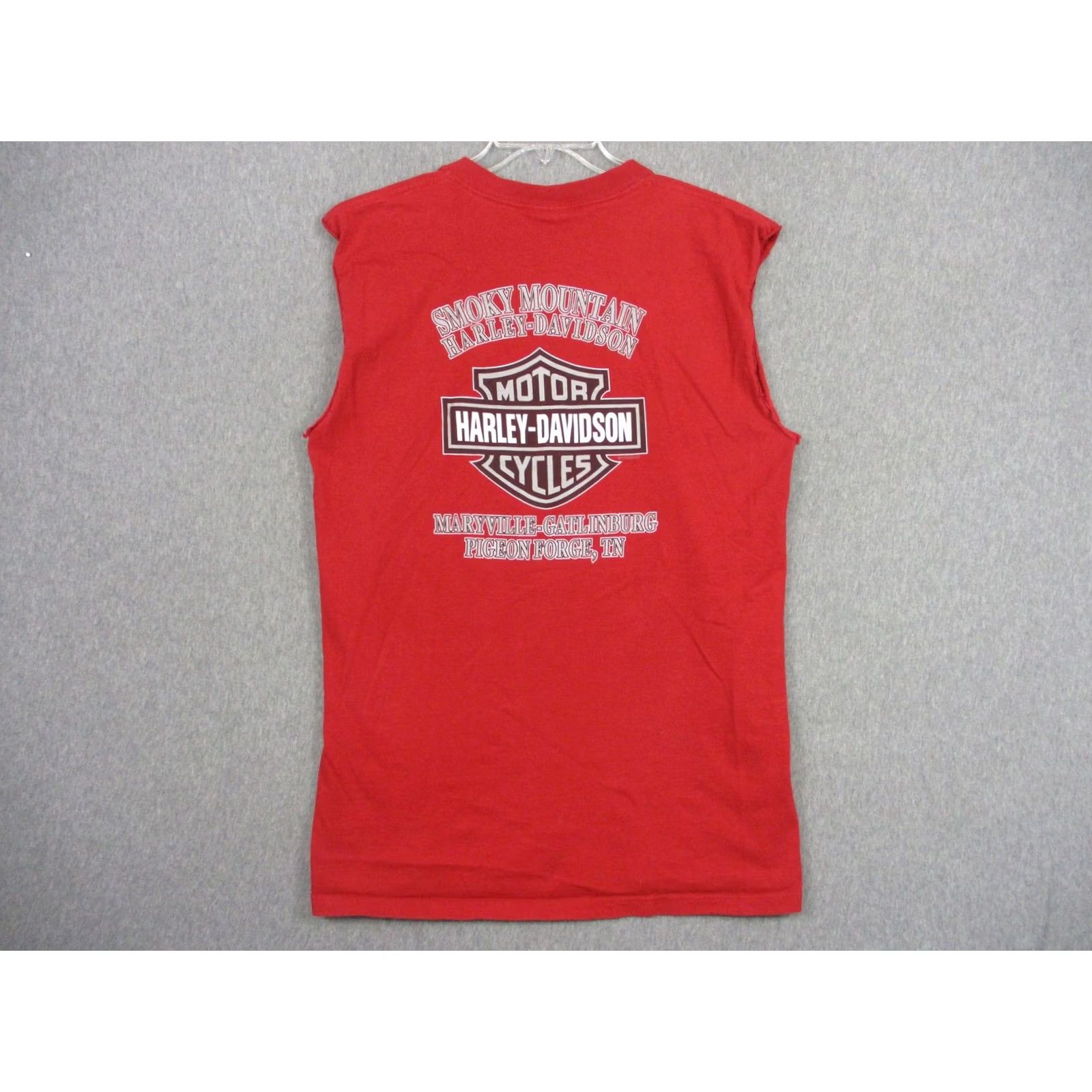 Harley Davidson VINTAGE Harley-Davidson Shirt Mens L Red Sleeveless Smoky Mountain Eagle Graphic Print Crew Neck T-Shirt Baggy? Size US L / EU 52-54 / 3 - 6 Thumbnail