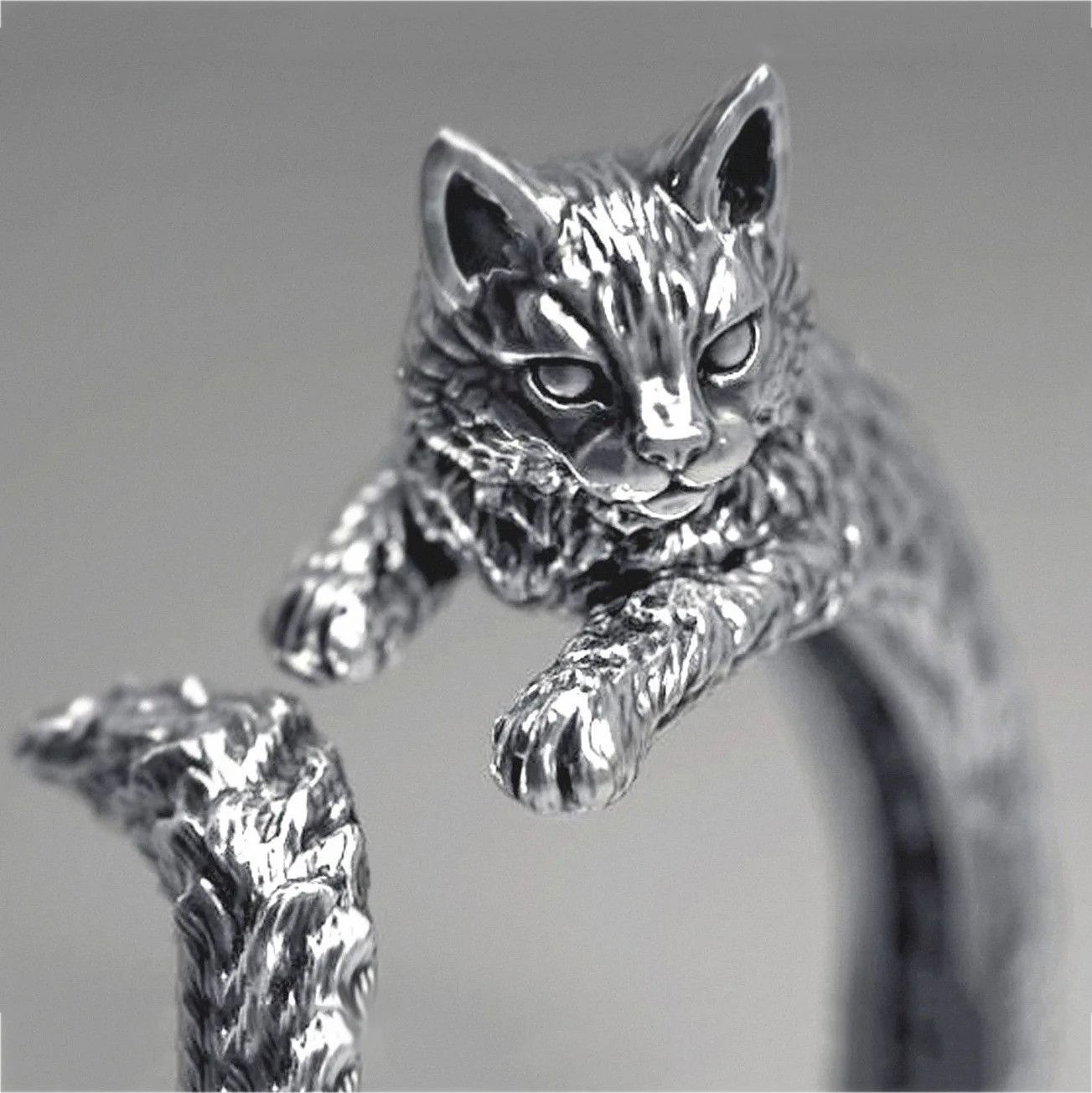 Other Retro Dark Cat Kitty Ring Size ONE SIZE - 4 Thumbnail