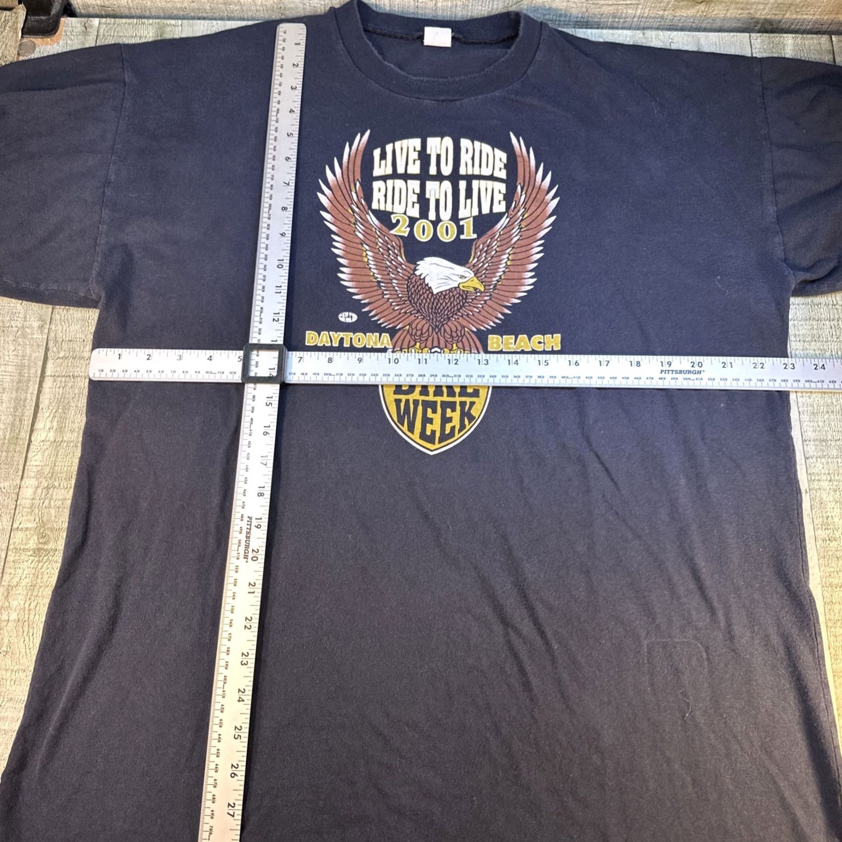 Vintage VINTAGE Daytona Beach Bike Week T-Shirt XL Live To Ride Eagle Graphic Mens Black Size US XL / EU 56 / 4 - 3 Thumbnail