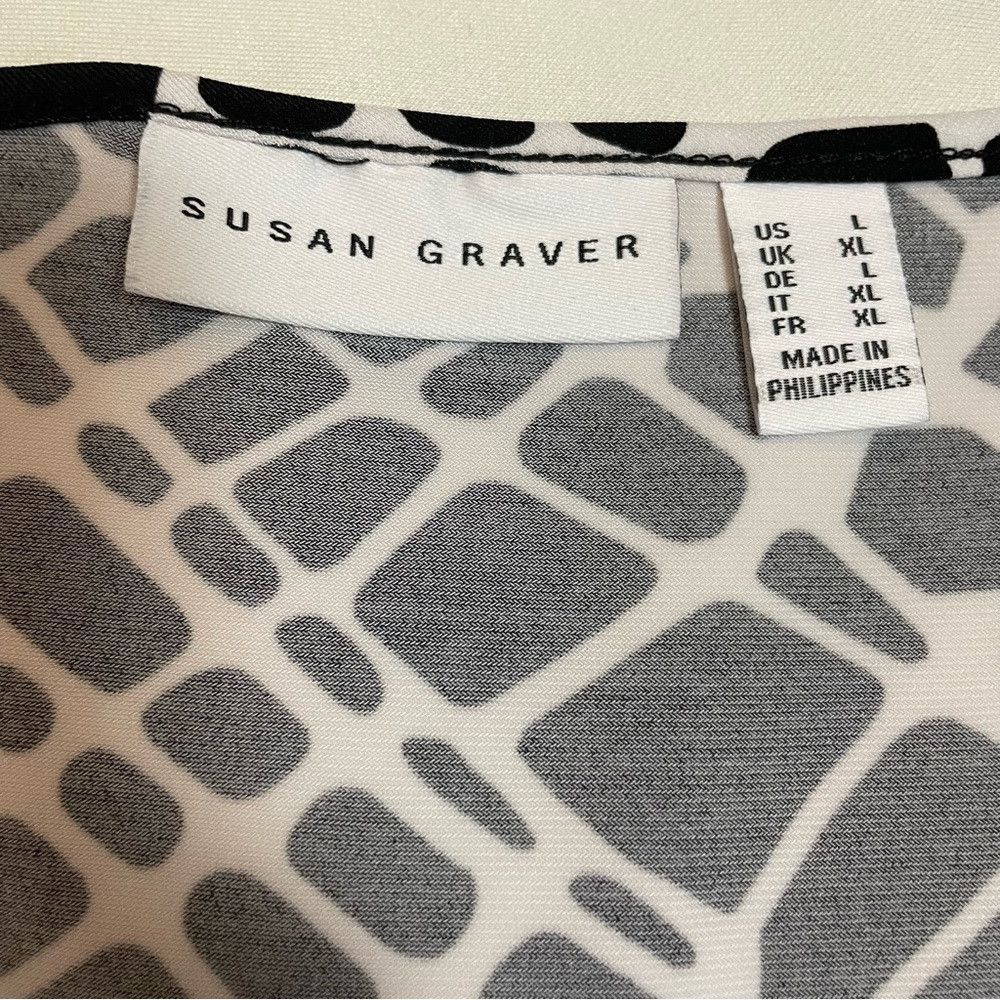 Other Susan Graver Printed Liquid Knit Cold Shoulder Black White Size L / US 10 / IT 46 - 8 Thumbnail