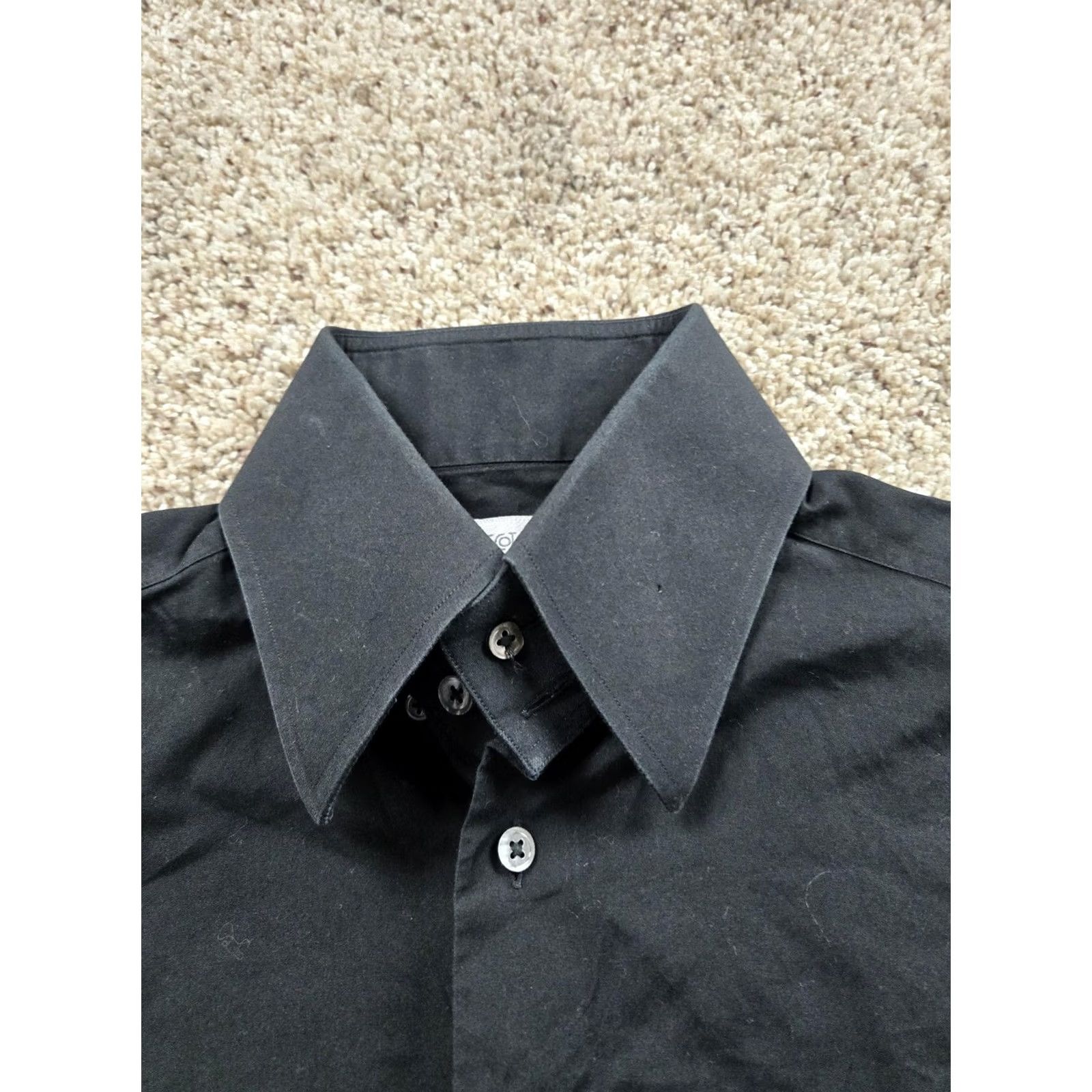 Vintage Ascot Chang Shirt Mens M Black 100% Cotton Dress Monogram French Cuff Shirt Dress Shirt Mens Black 100% Cotton Monogram French Cuff Size 40R - 6 Thumbnail