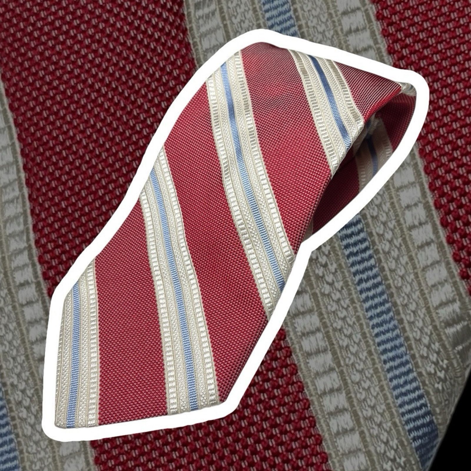 Faconnable Faconnable Necktie Red Blue White Striped Silk Italy Tie Size ONE SIZE - 1 Thumbnail