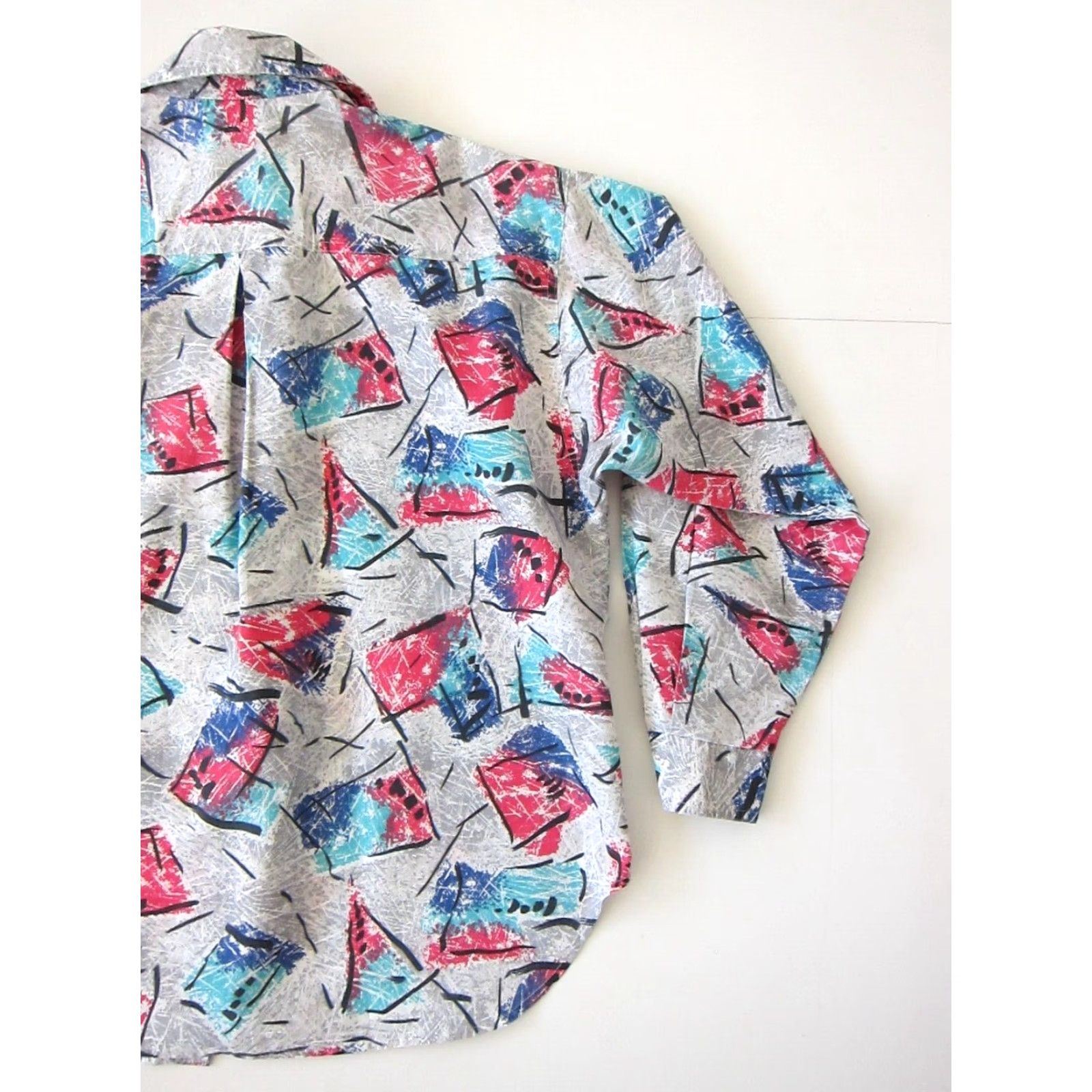 Pinko VINTAGE Caliche' Pink Blouse Long Sleeve Abstract Retro Button Down Collared M-L Womens Size L / US 10 / IT 46 - 7 Thumbnail