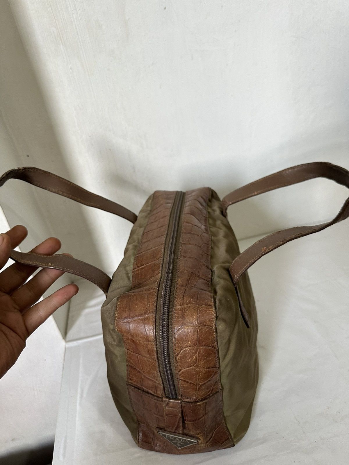 Prada Vintage Prada Handbag Croco Leather and Nylon Tessuto bag Size ONE SIZE - 12 Thumbnail