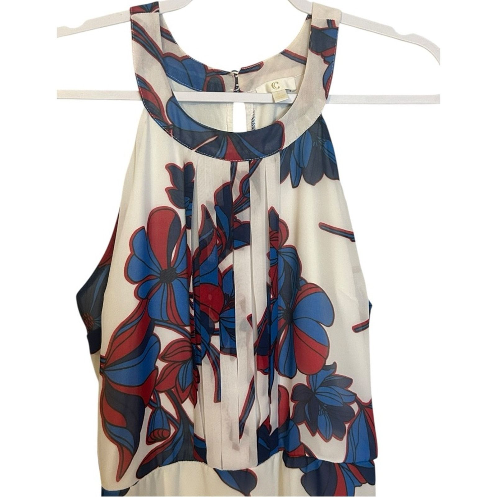 Other C brand Blue Red Halter Sundress key hole pleats slip Size L Size L / US 10 / IT 46 - 3 Thumbnail