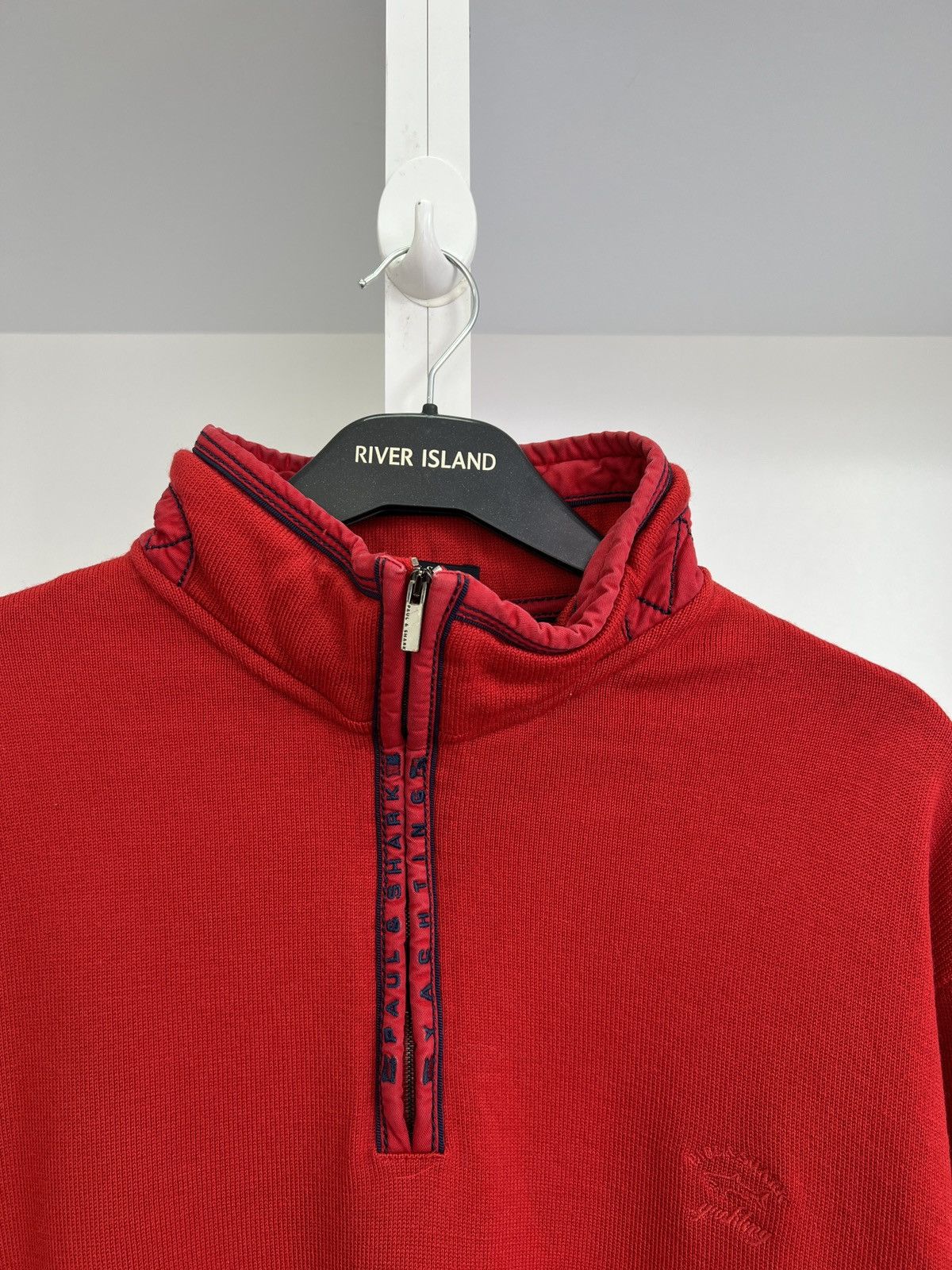 Paul & Shark × Vintage Vintage Paul Shark Red Knit 1/3 Zip Sweater Size US XXL / EU 58 / 5 - 8 Thumbnail
