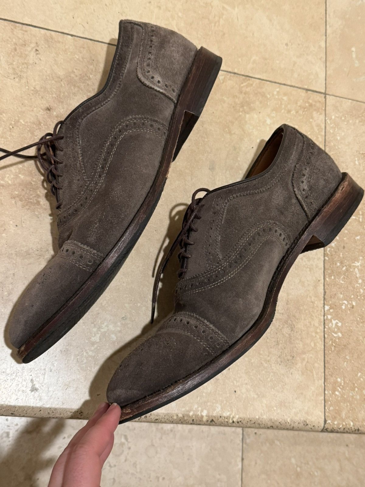 Allen Edmonds Allen Edmonds grey suede Strandmok cap toe oxfords Size US 12 / EU 45 - 3 Thumbnail