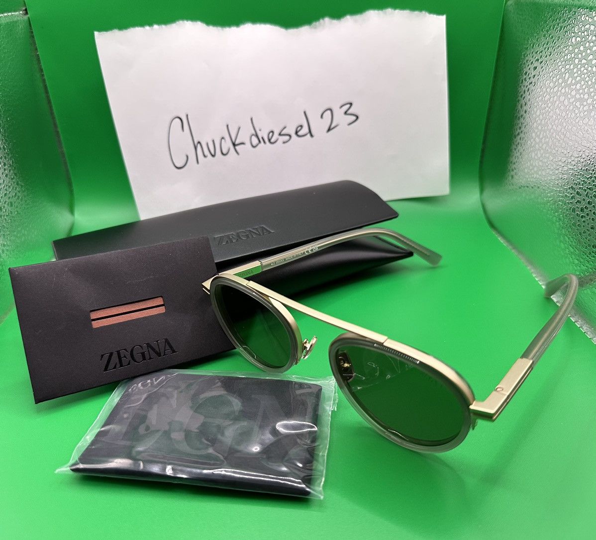 Z Zegna ZEGNA GREEN ORIZZONTE II ACETATE AND METAL SUNGLASSES Size ONE SIZE - 2 Thumbnail