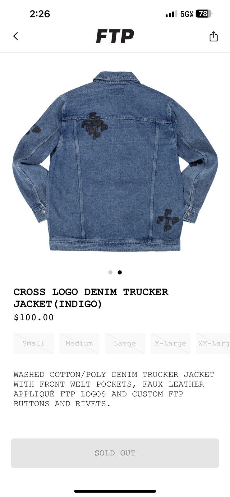 Fuck The Population Cross Logo Denim Trucker Jacket (indigo) Size US S / EU 44-46 / 1 - 1 Thumbnail