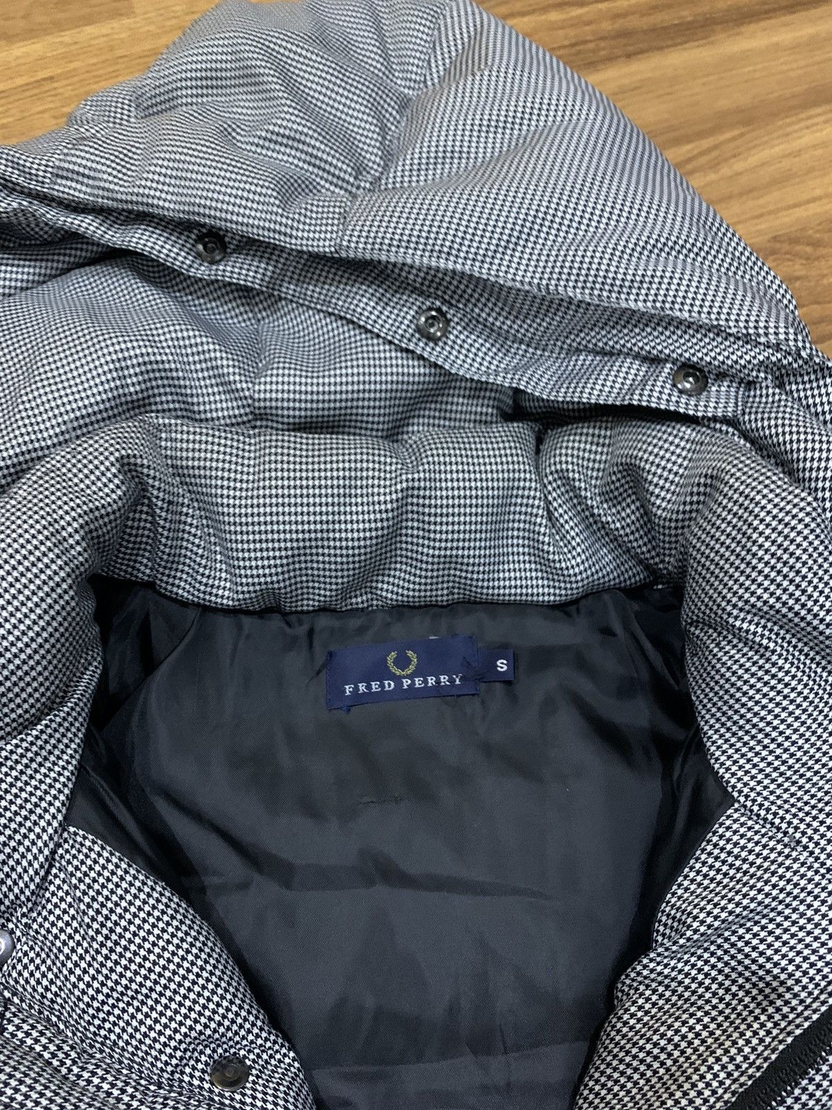 Fred Perry × Vintage FRED PERRY HOUNDSTOOTH GOOSE DOWN PUFFER JACKET Size US S / EU 44-46 / 1 - 6 Thumbnail