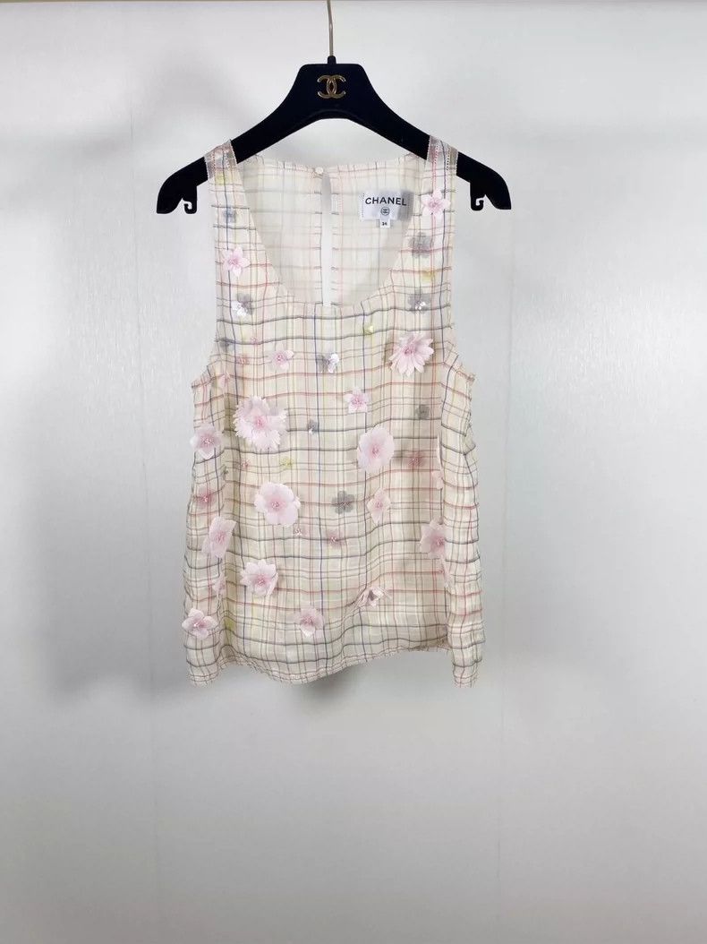 Chanel Pink Floral Design Sleeveless Top- DMC