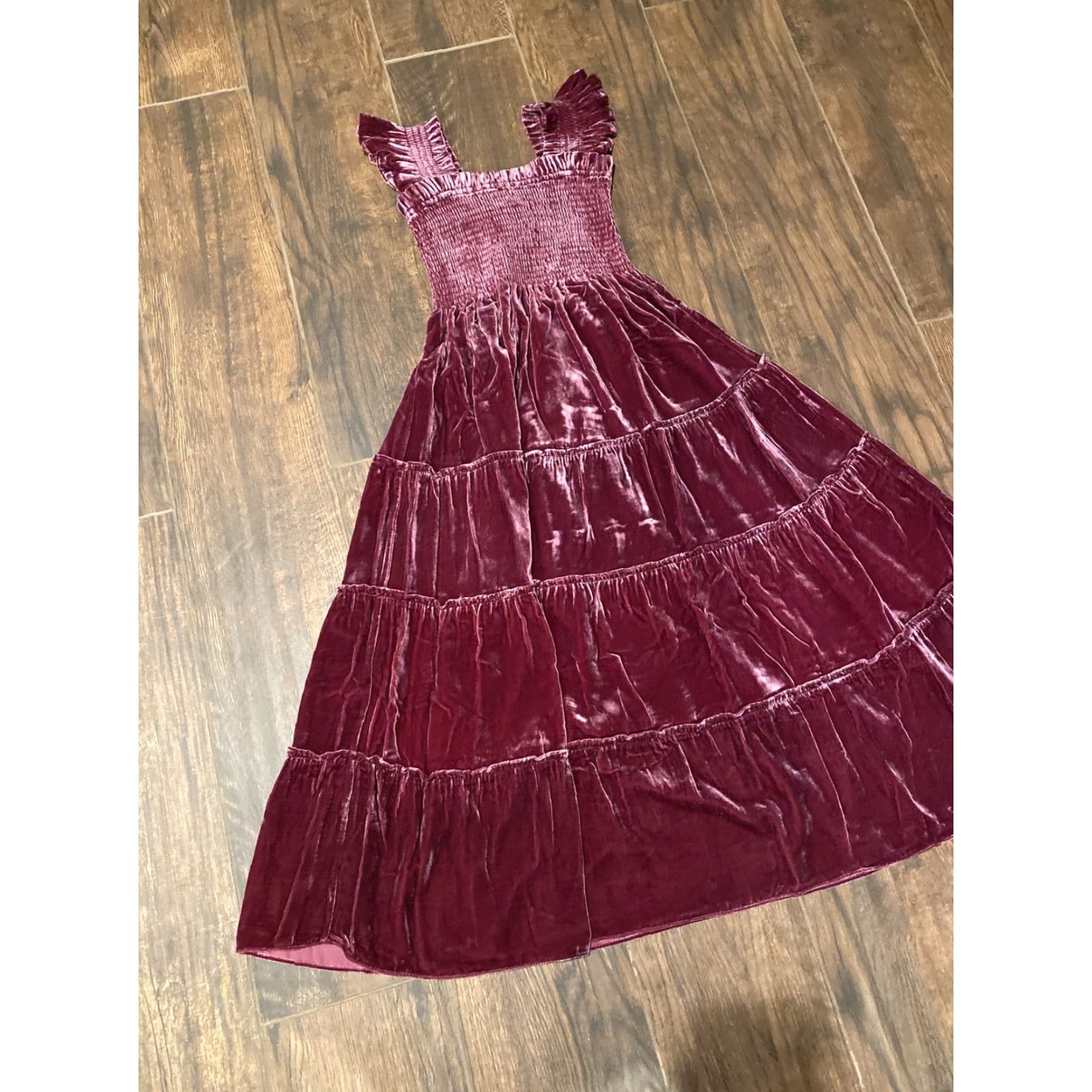 Vintage NWT Hill House Home Ellie Nap Dress Burgundy Velvet XXS Size XXS / US 00 / IT 34 - 3 Thumbnail