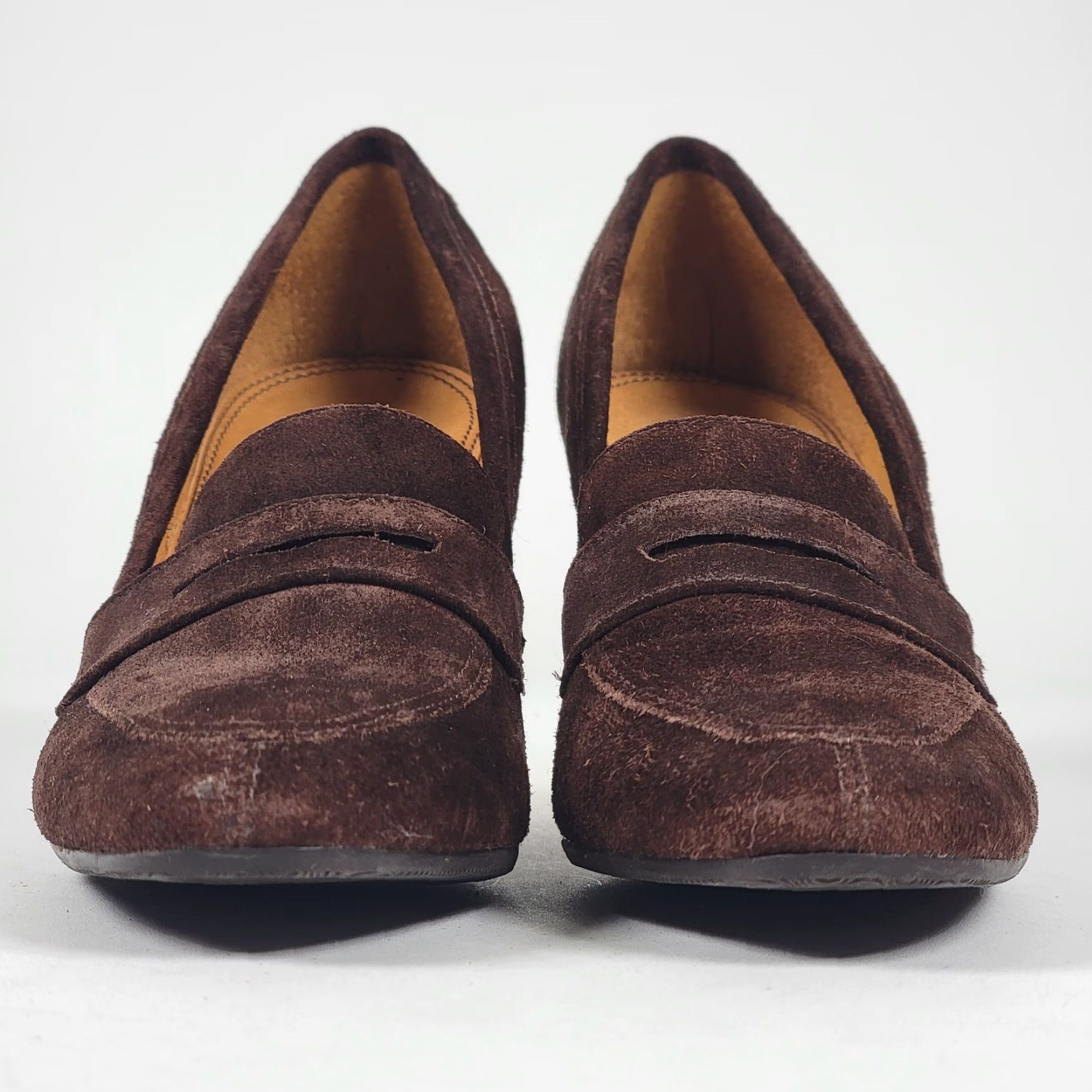 Vintage VINTAGE Unisa Brown Suede Women's Size 6 B Loafer Heels Slip On Almond Toe Stiletto High Heel Shoe USA Brazil Womens M) Size US 6 / IT 36 - 3 Thumbnail