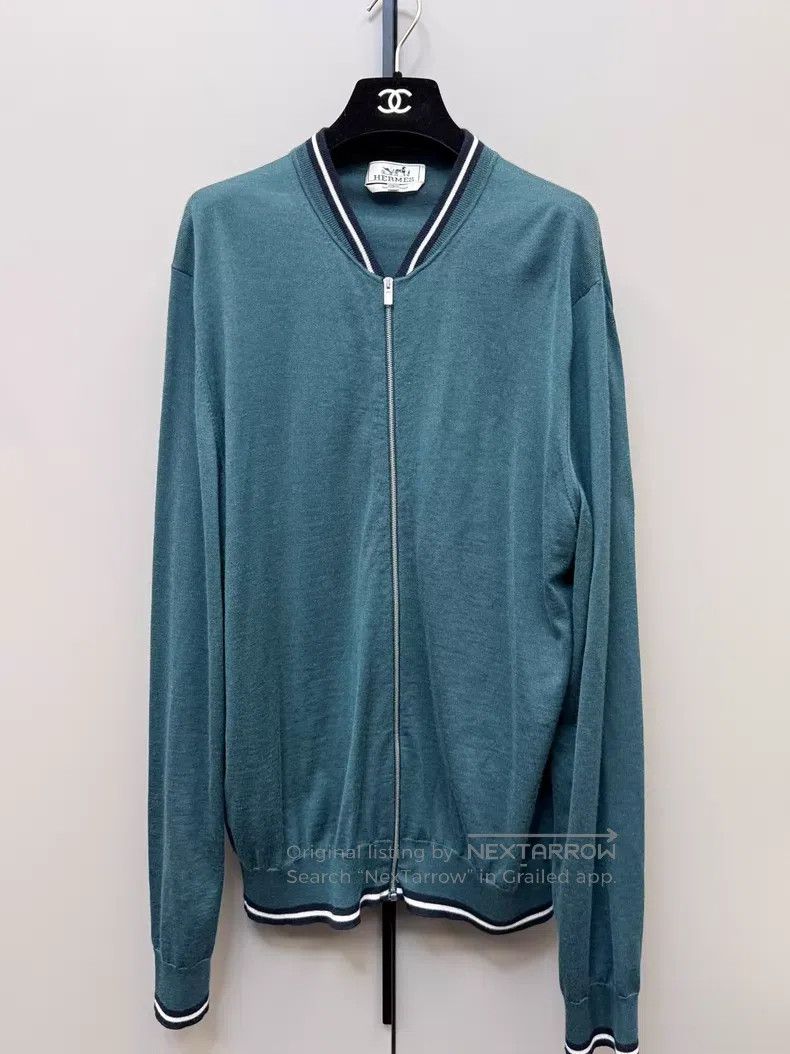 Hermes Hermes Cashmere and mulberry silk men's zip-up knitted car Size US L / EU 52-54 / 3 - 1 Thumbnail