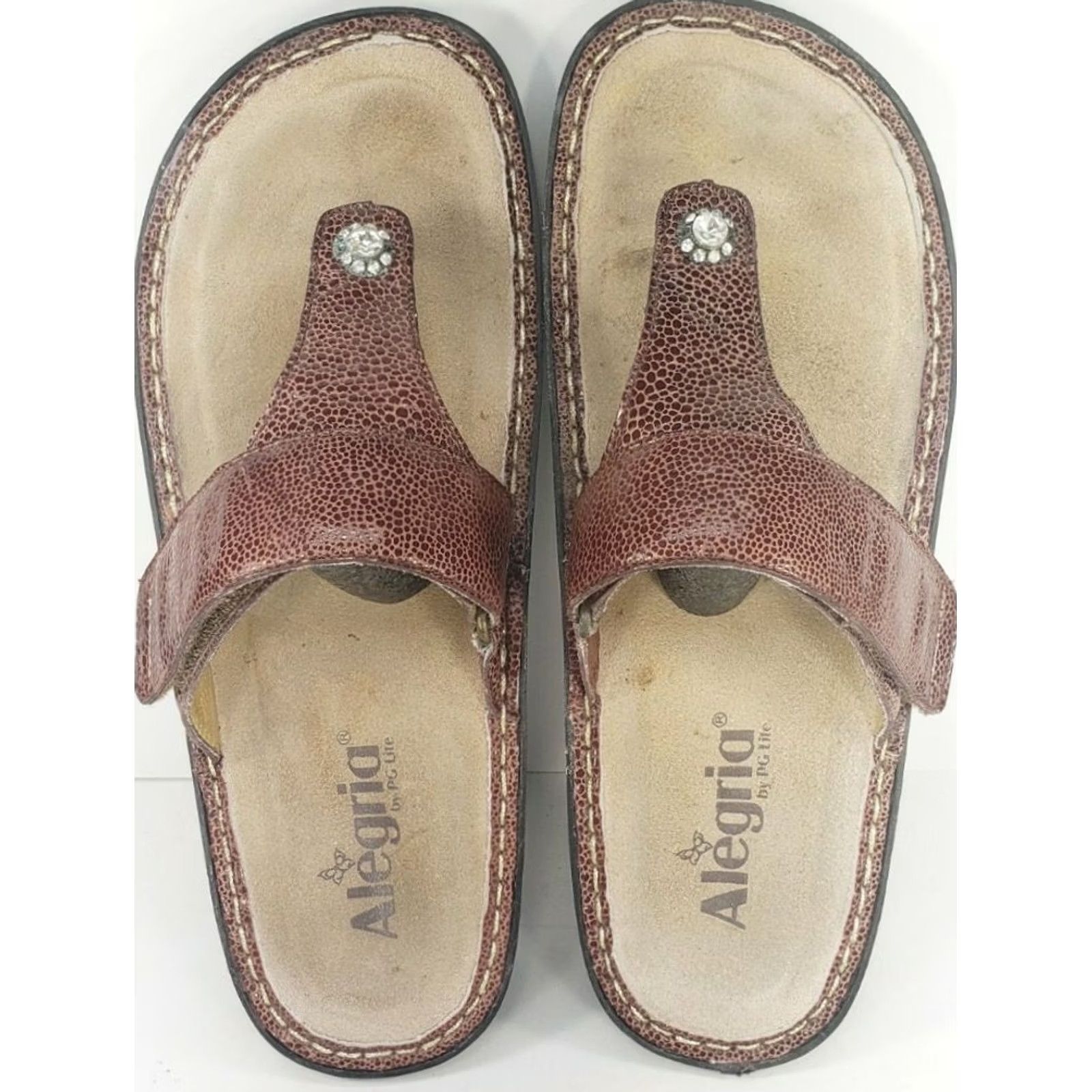 Vintage Alegria Brown Leather Thong Wedge Sandals Women's Sz 40 / 9-9.5 CAR-242 Size US 9.5 / IT 39.5 - 7 Thumbnail