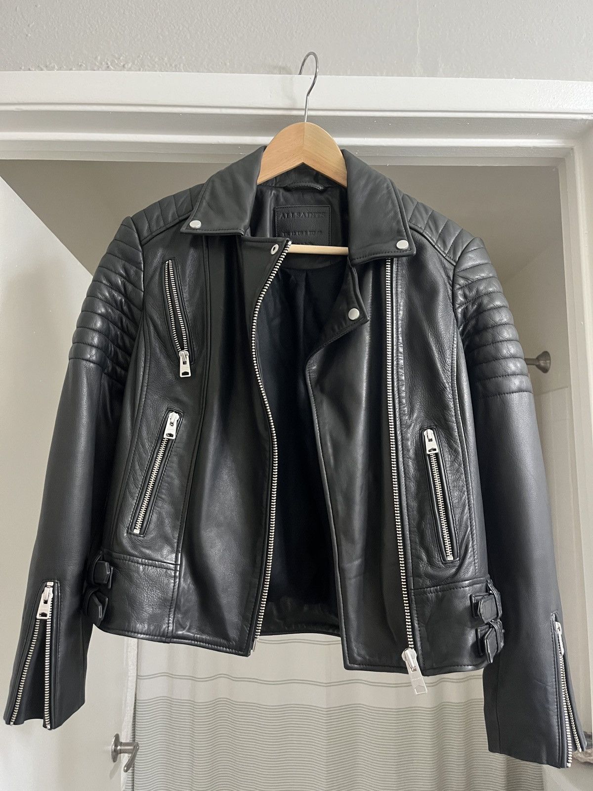 Allsaints Leoni Leather Biker Jacket Size M / US 6-8 / IT 42-44 - 1 Thumbnail