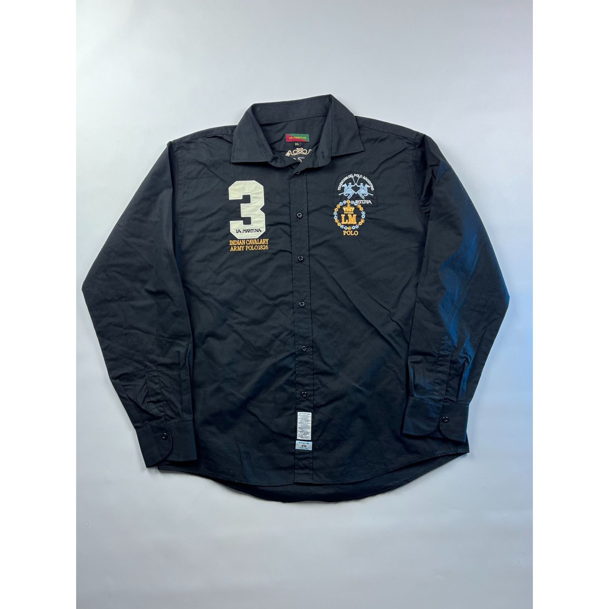 La Martina × Vintage La Martina Mens Black Long-Sleeve Polo Shirt Size US M / EU 48-50 / 2 - 1 Thumbnail