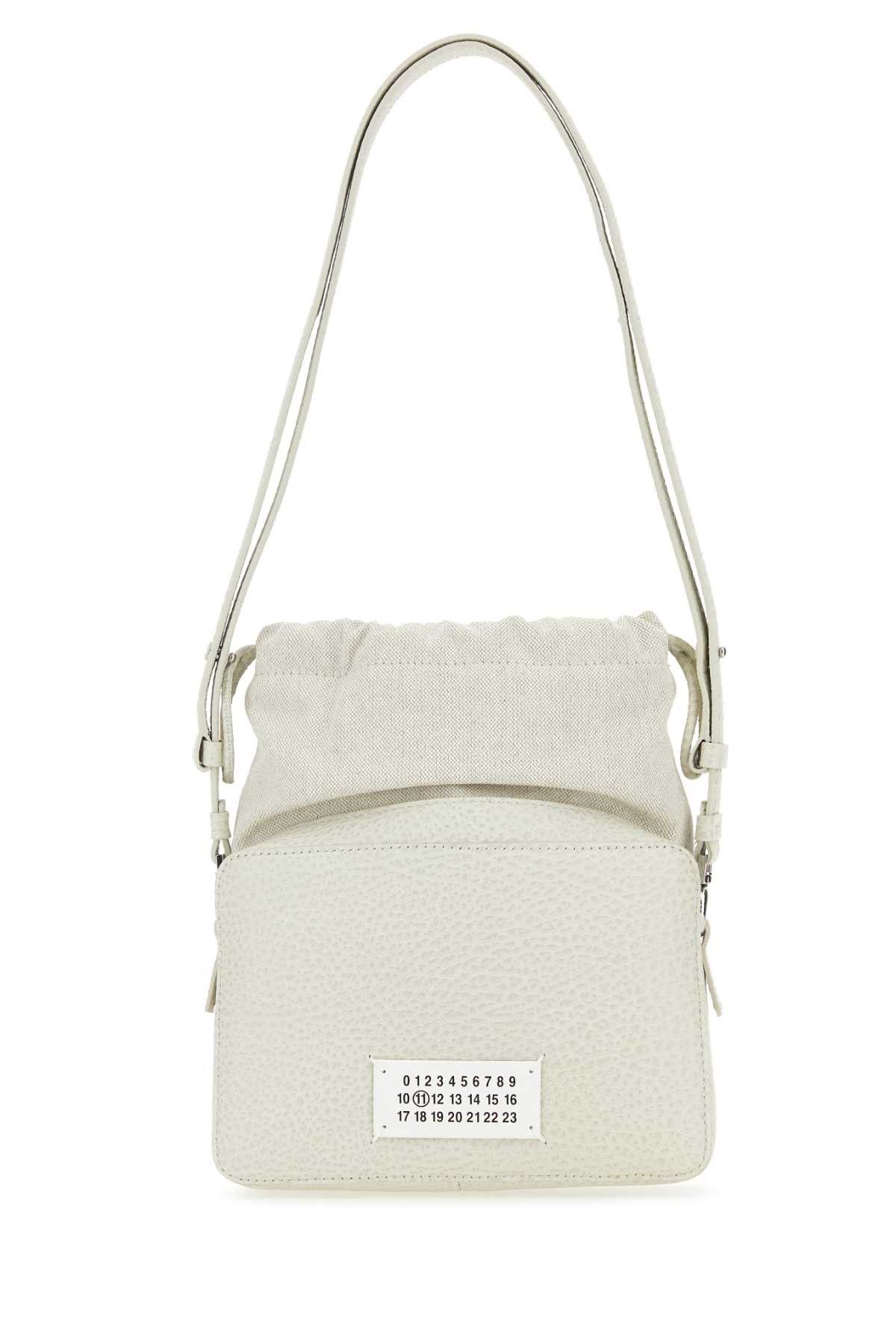 MAISON MARGIELA Chalk Leather And Canvas Mini 5Ac Bucket Bag