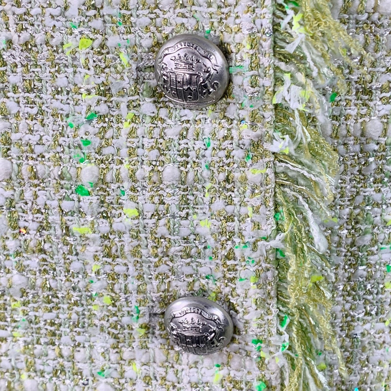 Tagliatore TAGLIATORE Green White Cotton Blend Tweed Jacket Blazer Size L / US 10 / IT 46 - 2 Thumbnail