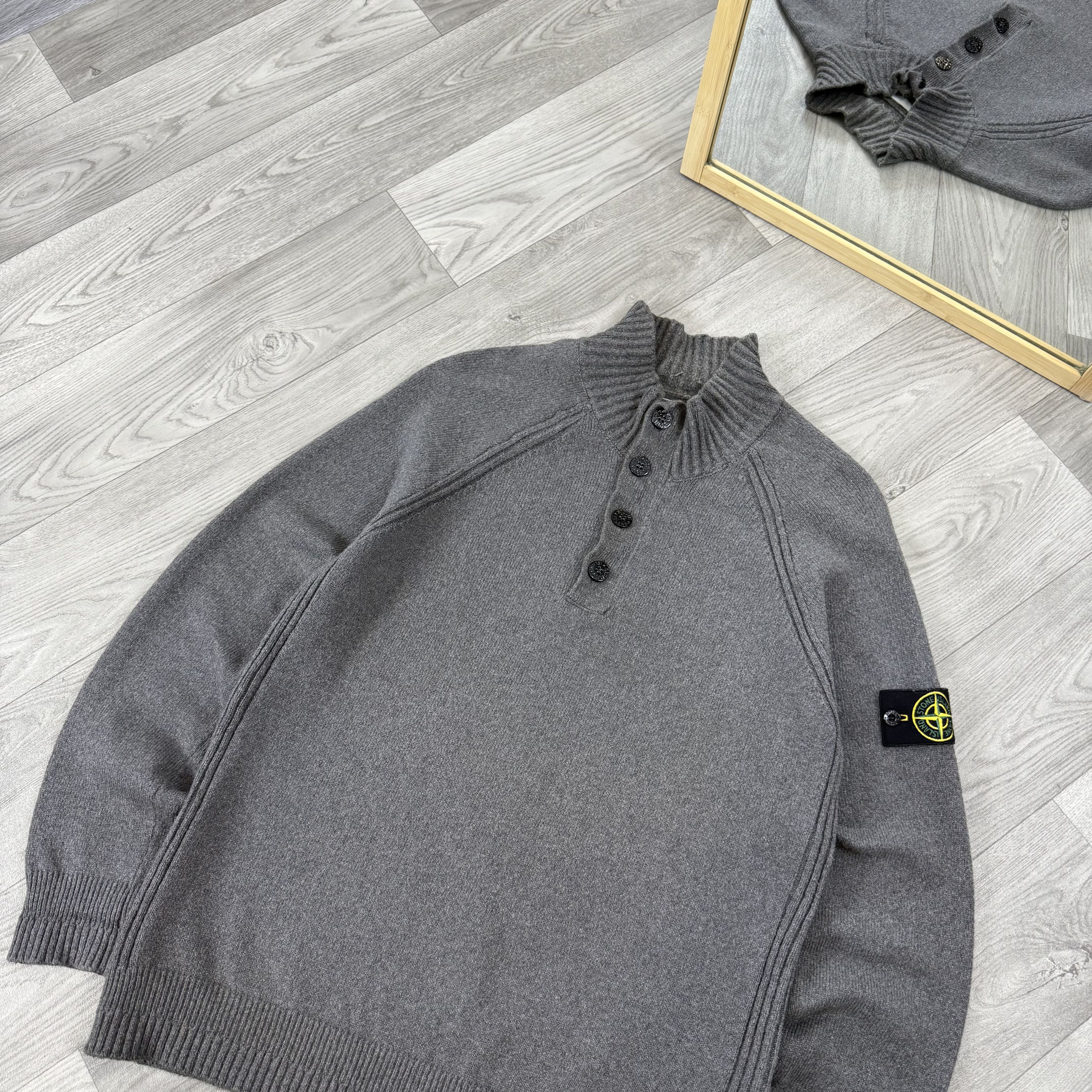 Stone Island Stone Island Wool Half Zip Button Grey Knit Sweater Size US XL / EU 56 / 4 - 4 Thumbnail