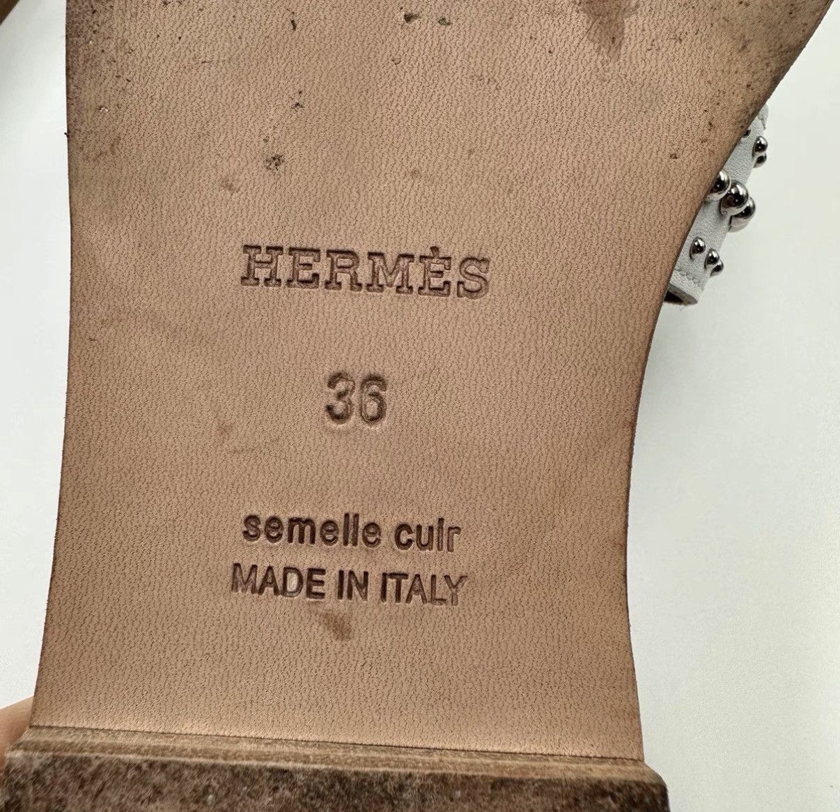 Hermes Hermes Studded H White & Brown Sandals K12 Size US 6 / IT 36 - 4 Thumbnail