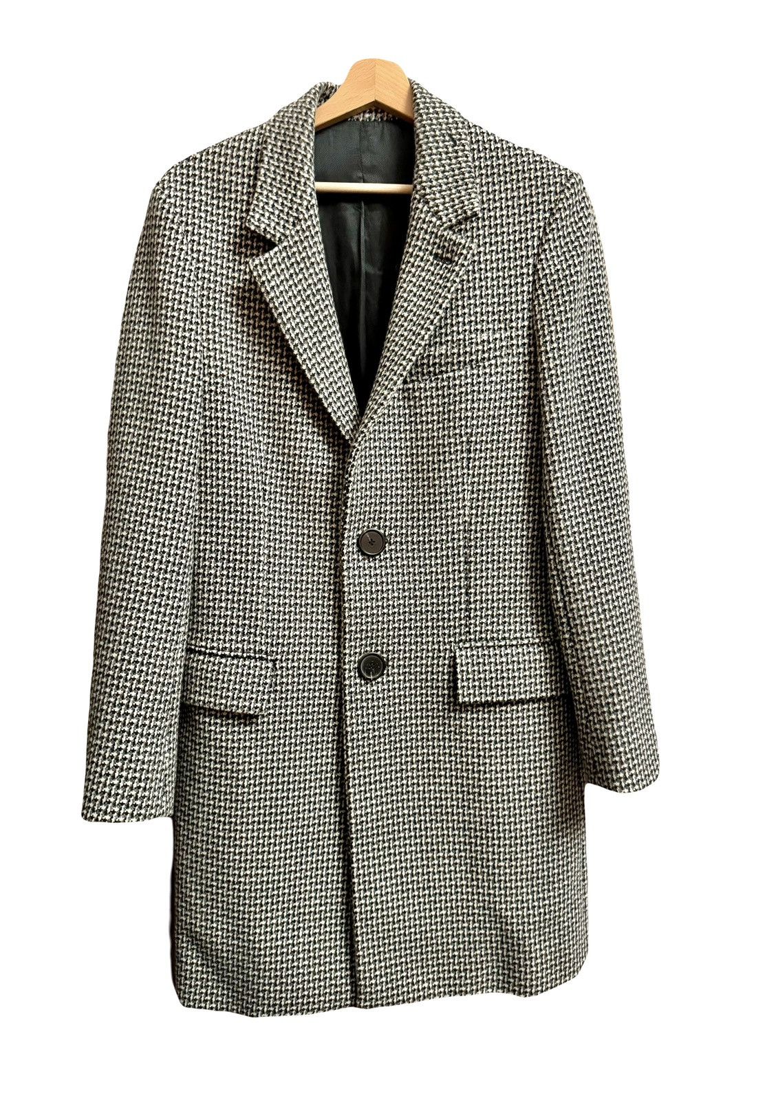 image of Ami Wool Tweed Men Coat 44 Xs Fw18 in Grey (Size Small)