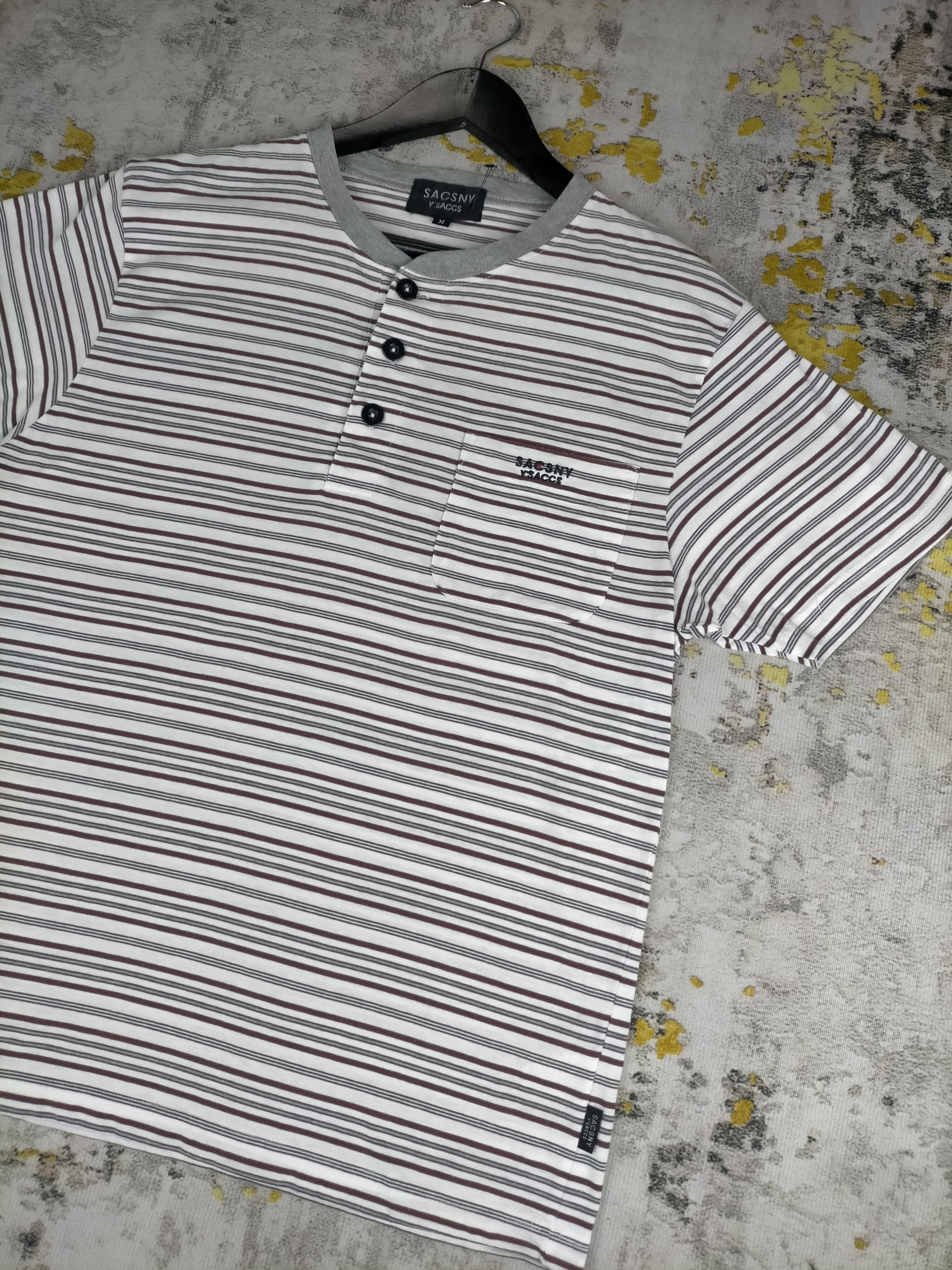 Yohji Yamamoto 🔥Y'saccs Vintage Button Single Pocket Stripe Tshirt Size US M / EU 48-50 / 2 - 3 Thumbnail