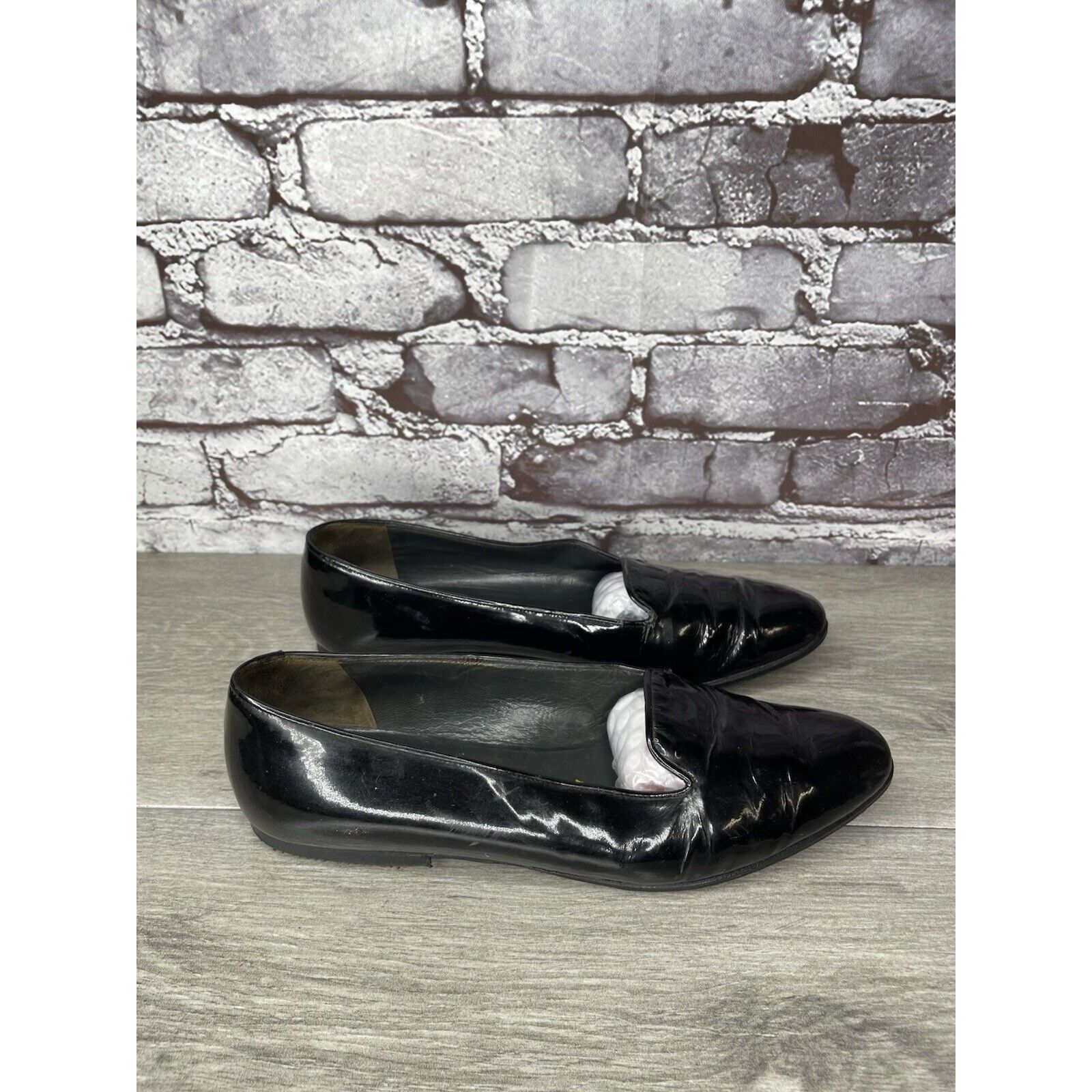 Other Maraolo Black Patent Leather Slip On Loafers Shoes Women Sz Size US 8 / IT 38 - 17 Thumbnail