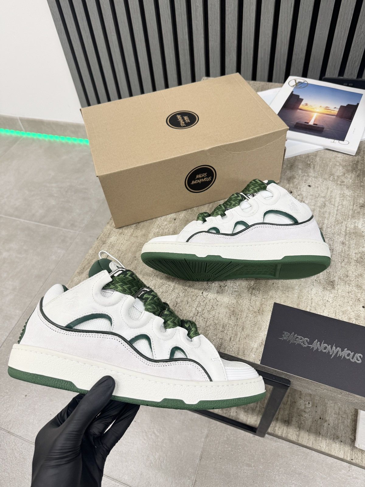 Lanvin Lanvin Curb Low Top Trainers In White & Green RRP £750 Size US 9 / EU 42 - 1 Thumbnail