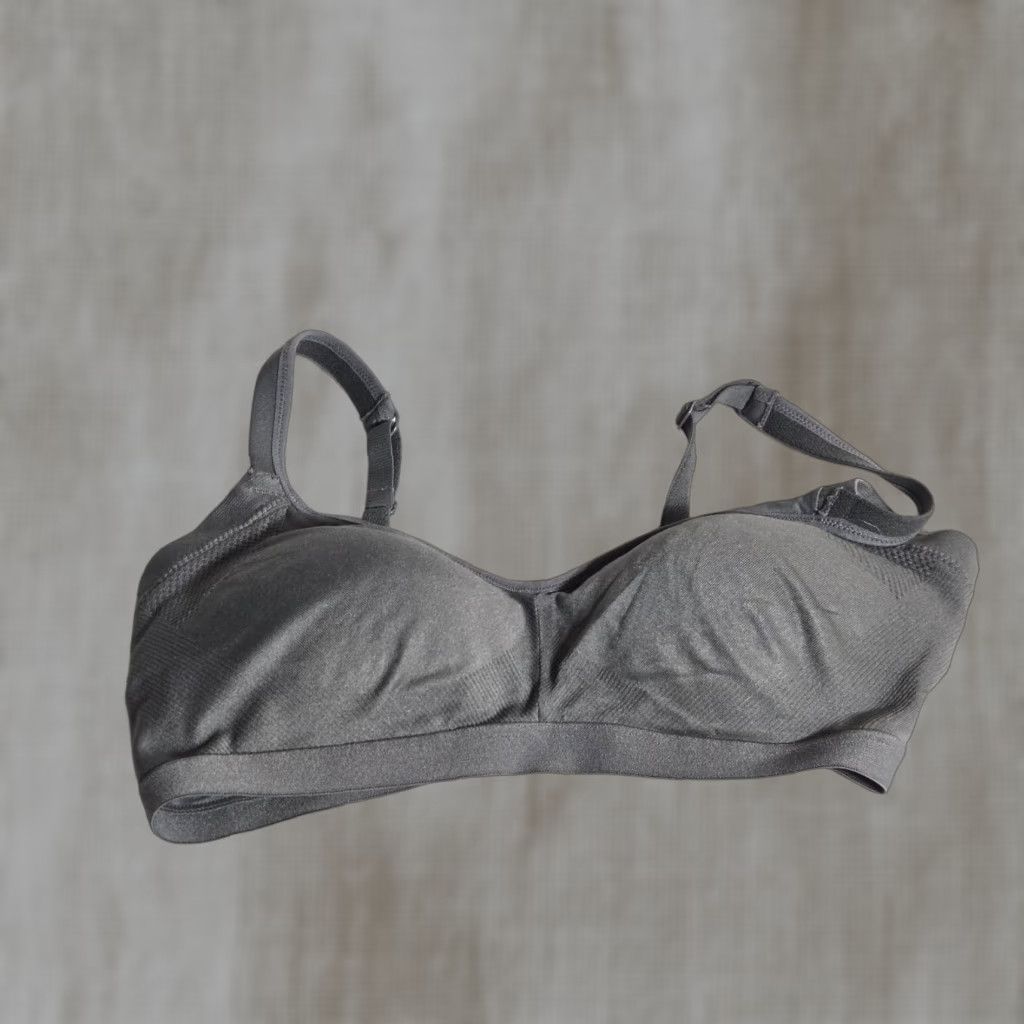 Vintage Warner's Gray Wireless T-Shirt Bra M - Easy Size, Seamless Comfort, Side-Smoothing Panels, Classic Style, Womens in Grey