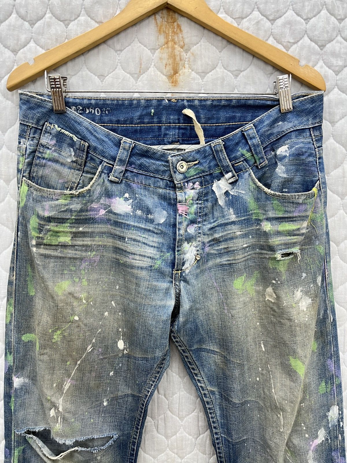 Japanese Brand 🔥🔥🔥ARCHIVE LUXY SPLATTER PAINT DENIM Size US 33 - 4 Thumbnail